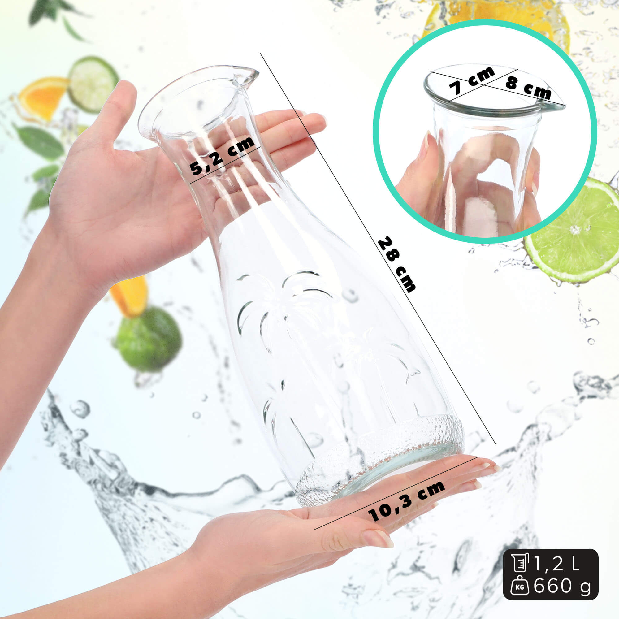 Szklana karafka do soku i zimnych napojów 1,2L 2 szt.