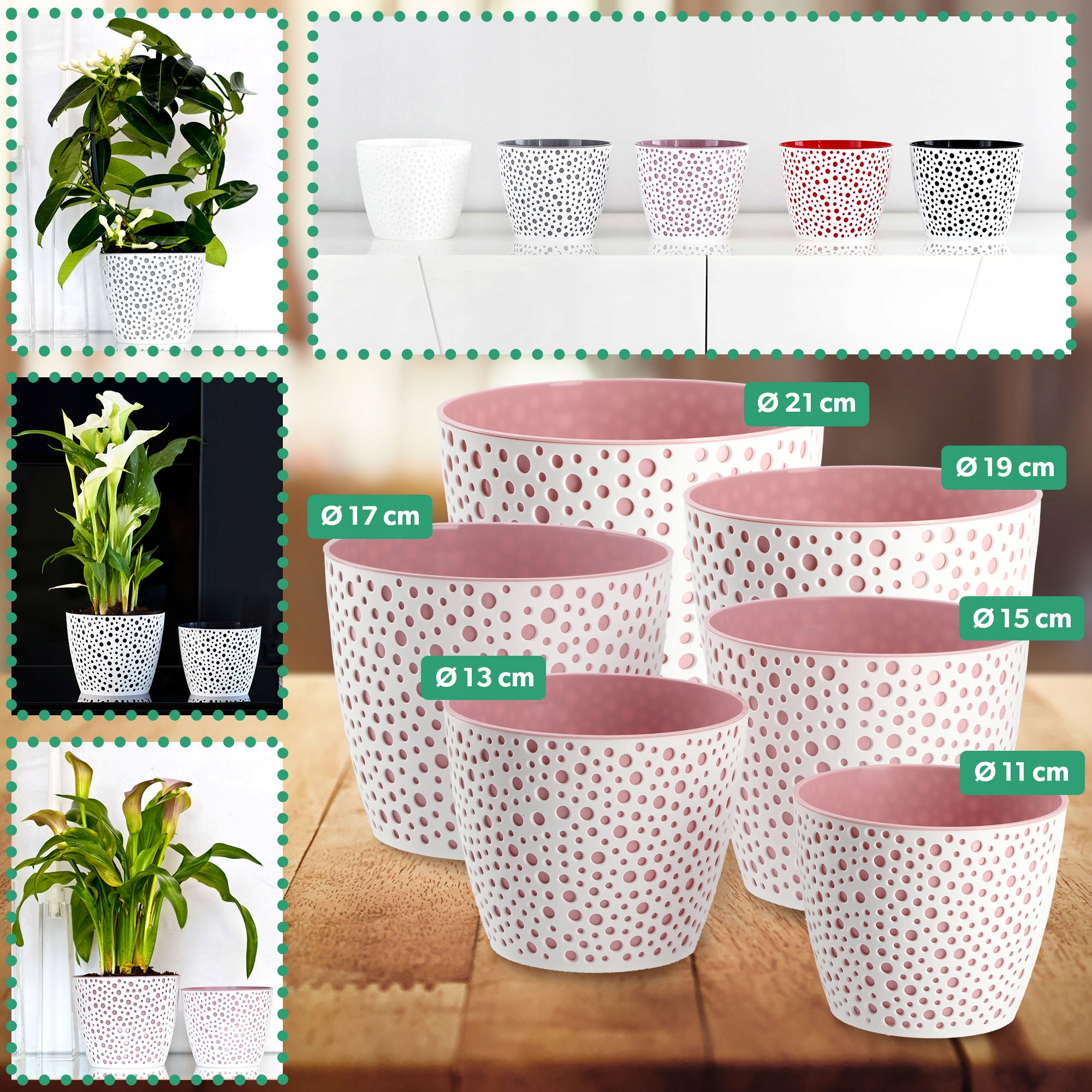 Doniczka na kwiaty Casini 17 cm, różowa