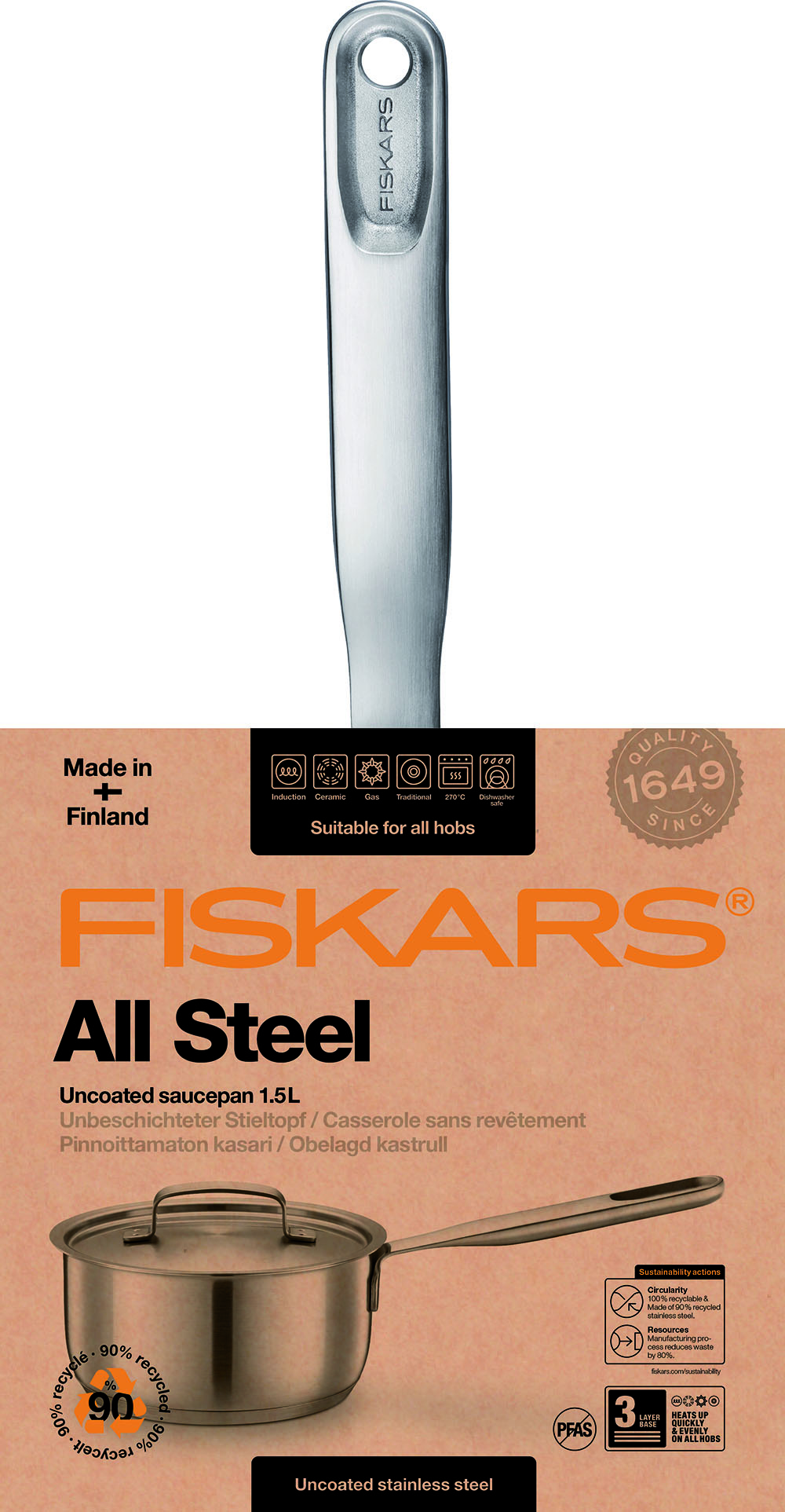 Fiskars 1064750 All Steel Rondel 1,5 l z pokrywką