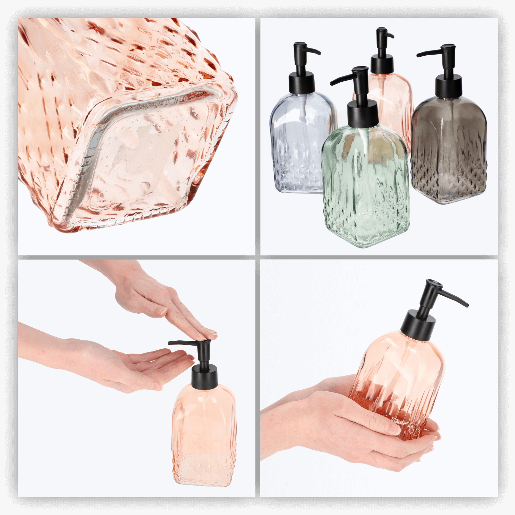 Dozownik na mydło w płynie 450 ml, różowy