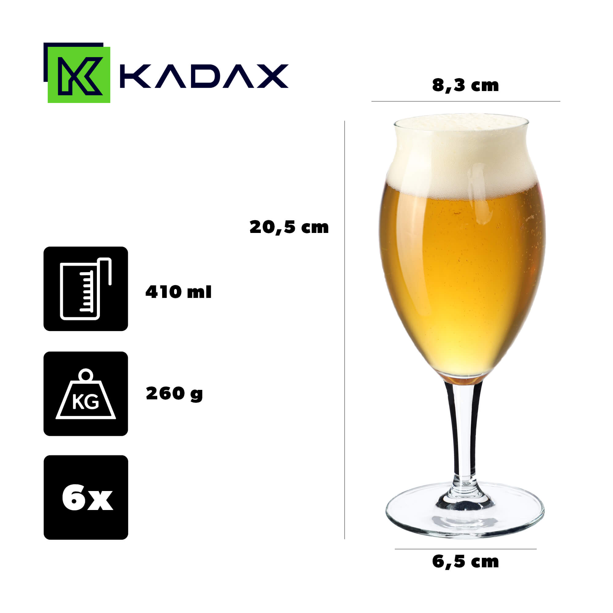 Kufle do piwa i zimnych napojów Forio 410 ml 6 szt.