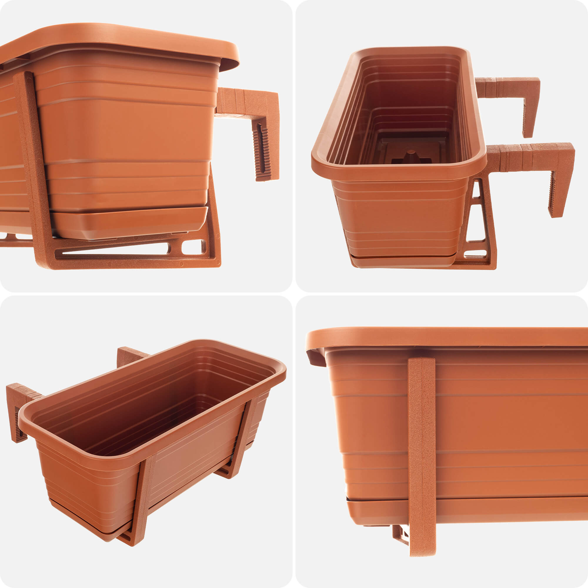 Skrzynka balkonowa z podstawką i uchwytami Paulin 40cm terrakota