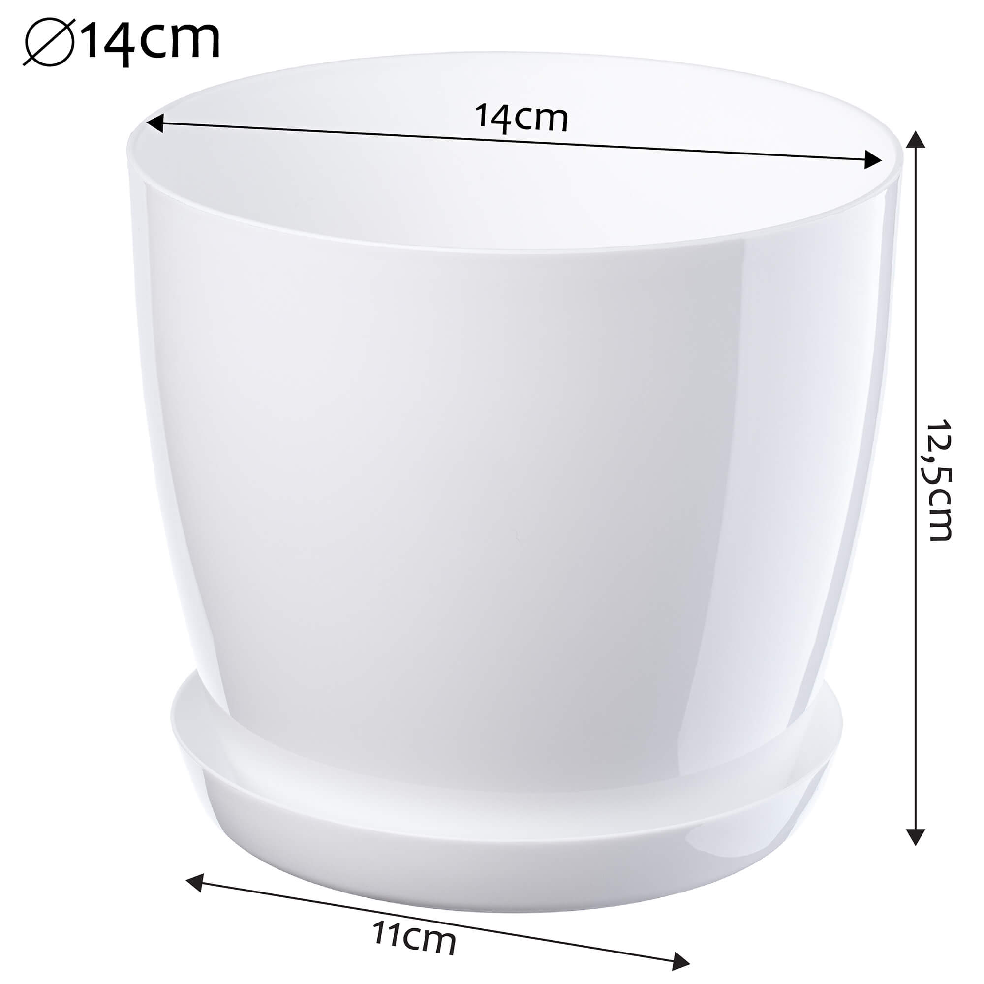 Doniczka Agen z podstawką 14 cm, biała