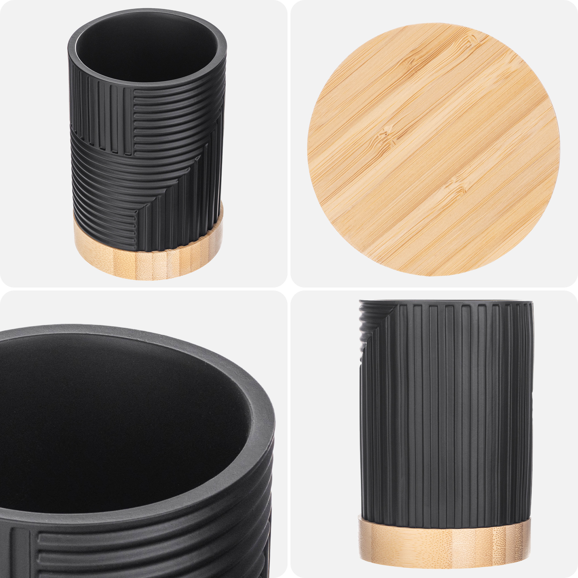 Zestaw Lunel dozownik na mydło+kubek łazienkowy+szczotka WC czarny