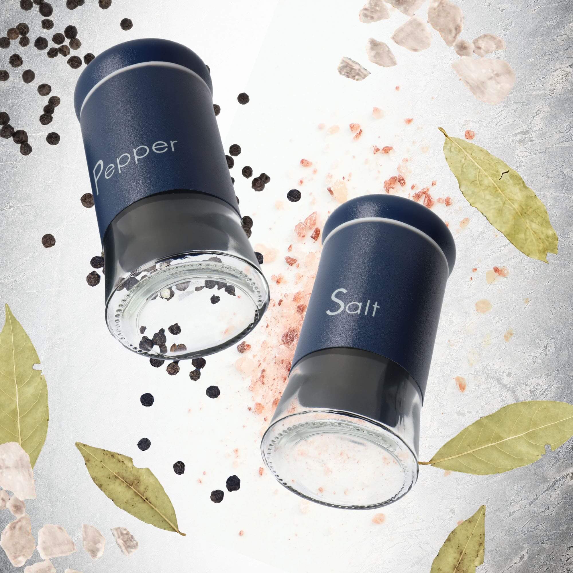 Zestaw przyprawników Alset pieprz + sól, granatowe