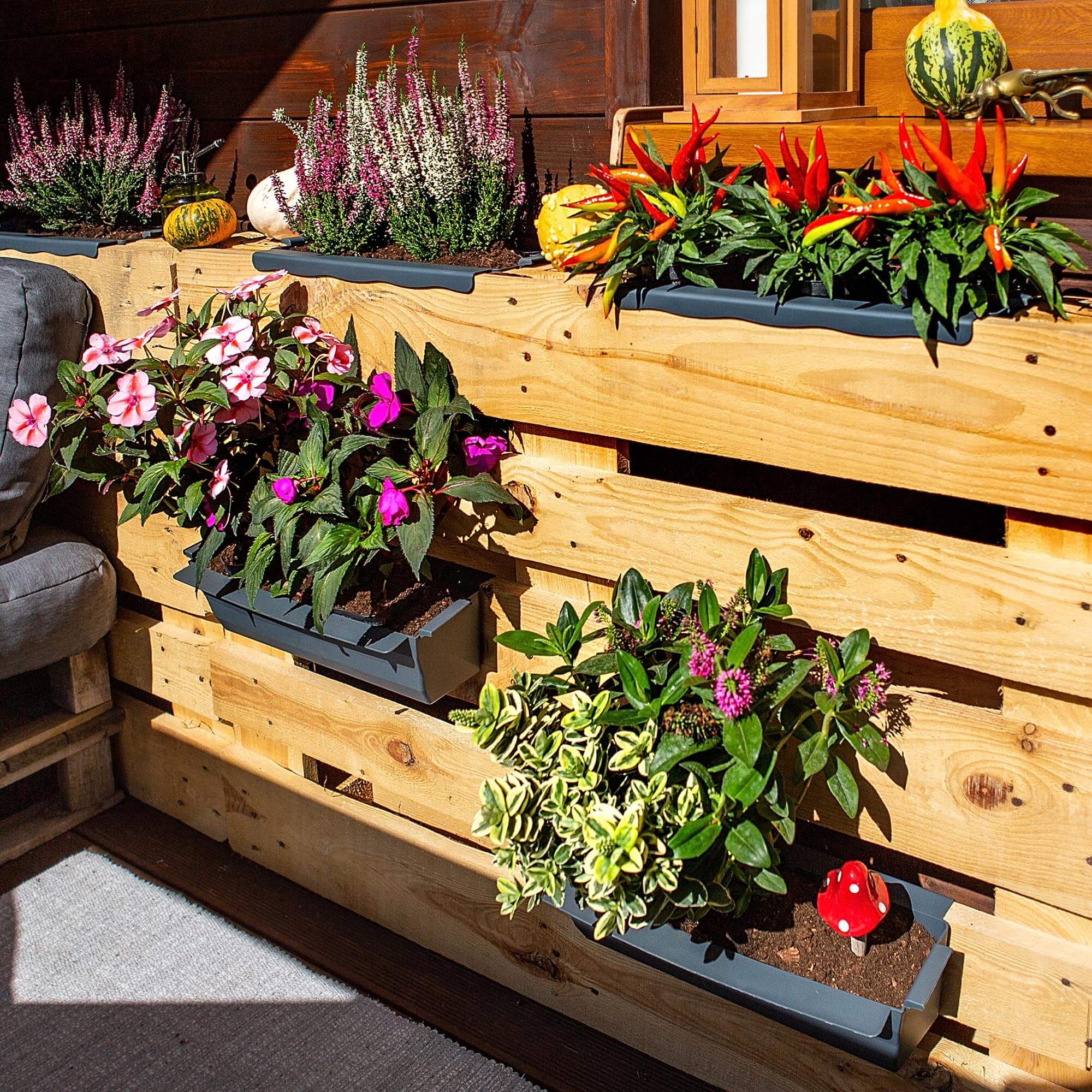 Doniczka do europalet Veere 40.5 cm antracytowa 10 szt.