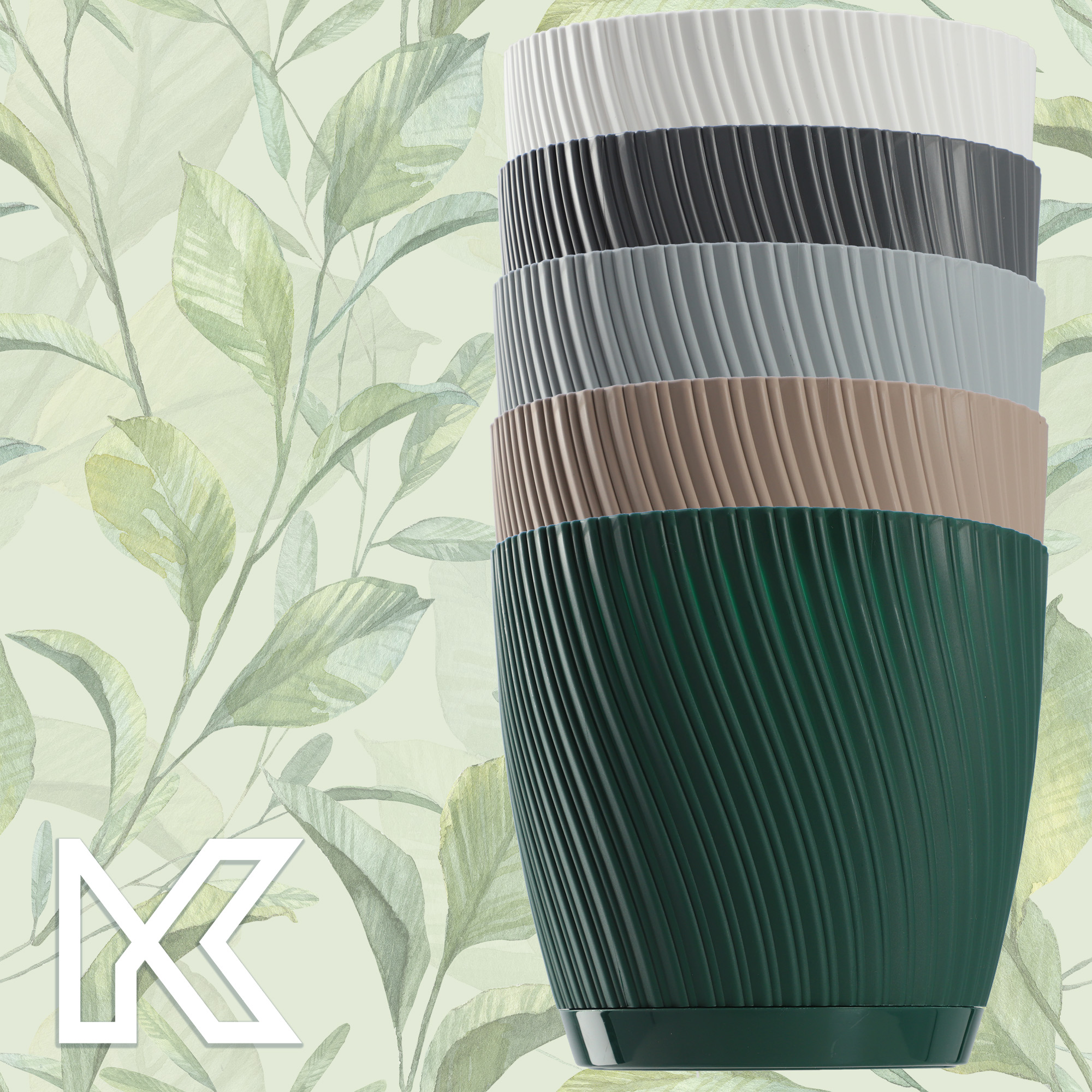 Doniczka z podstawką Tubas 15 cm, platyna