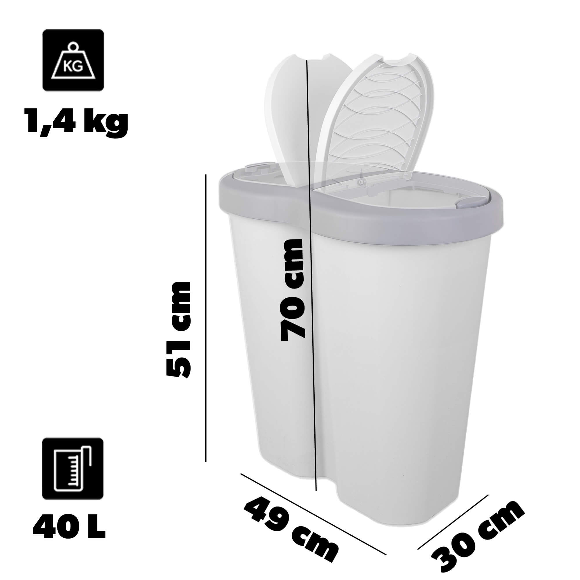 Podwójny kosz na śmieci Aumoy 40L szary