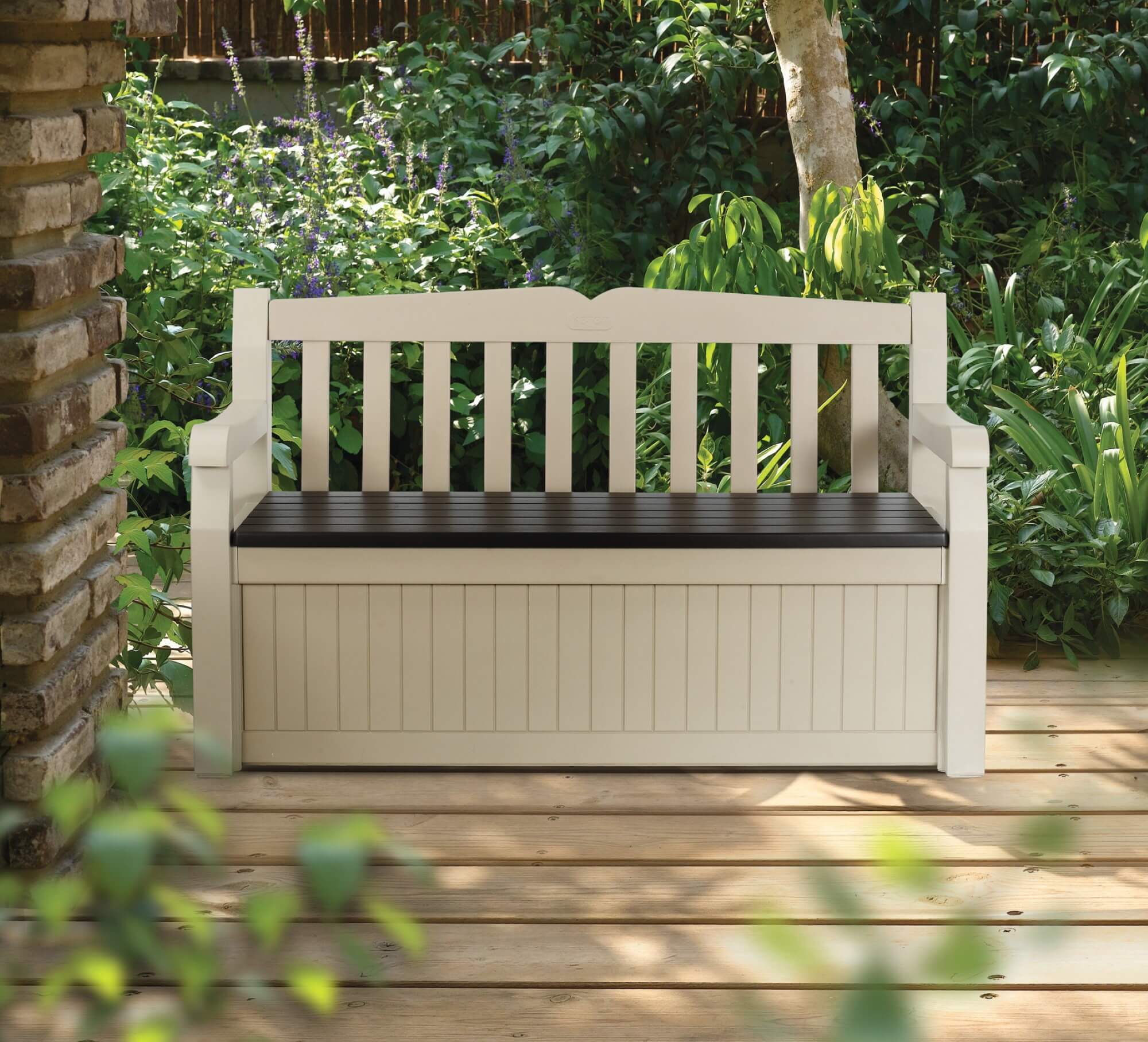 Ławka ogrodowa ze skrzynią Keter Eden Garden Bench 265L beżowo-brązowa