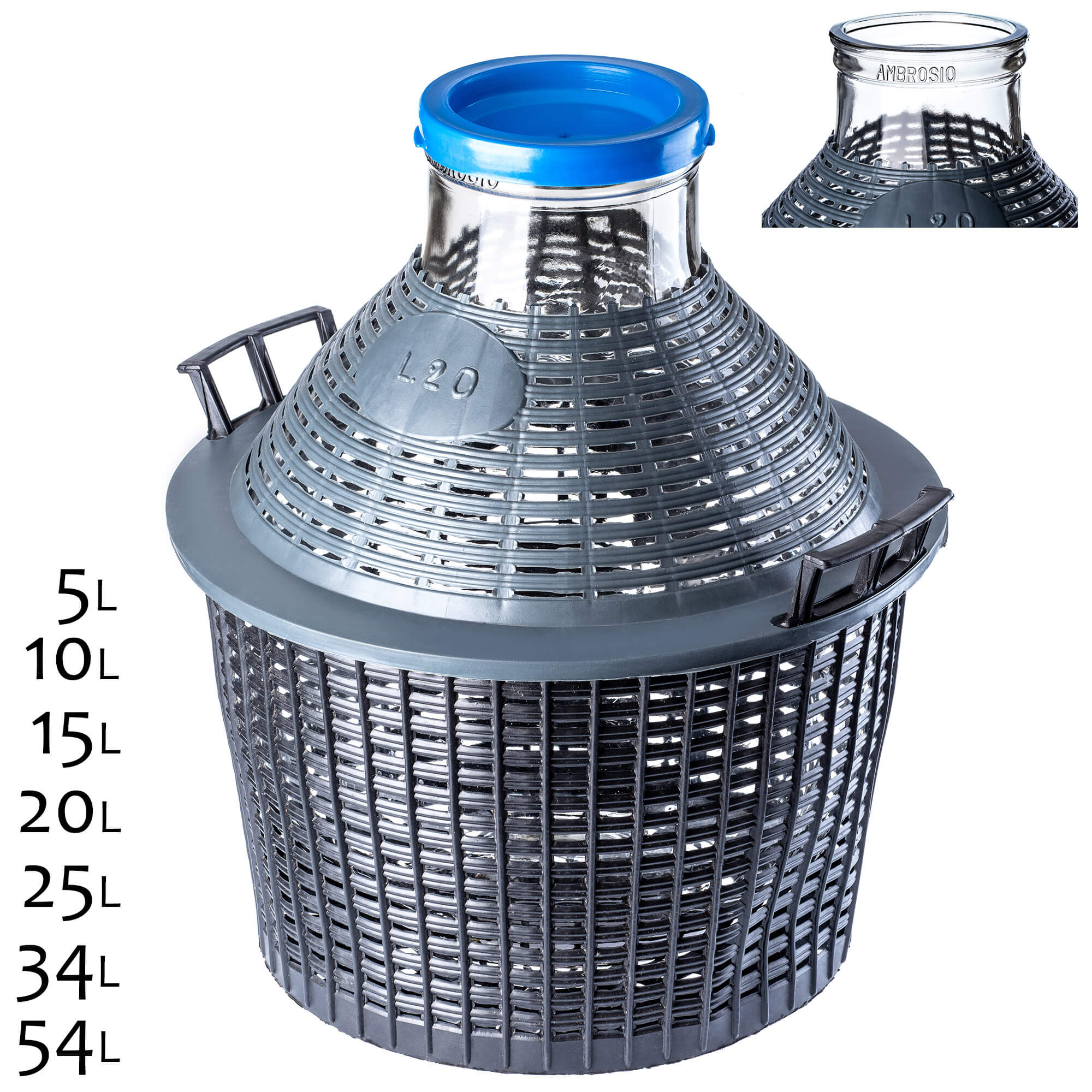 Balon Gąsior na wino Fonte z szerokim otworem 20L