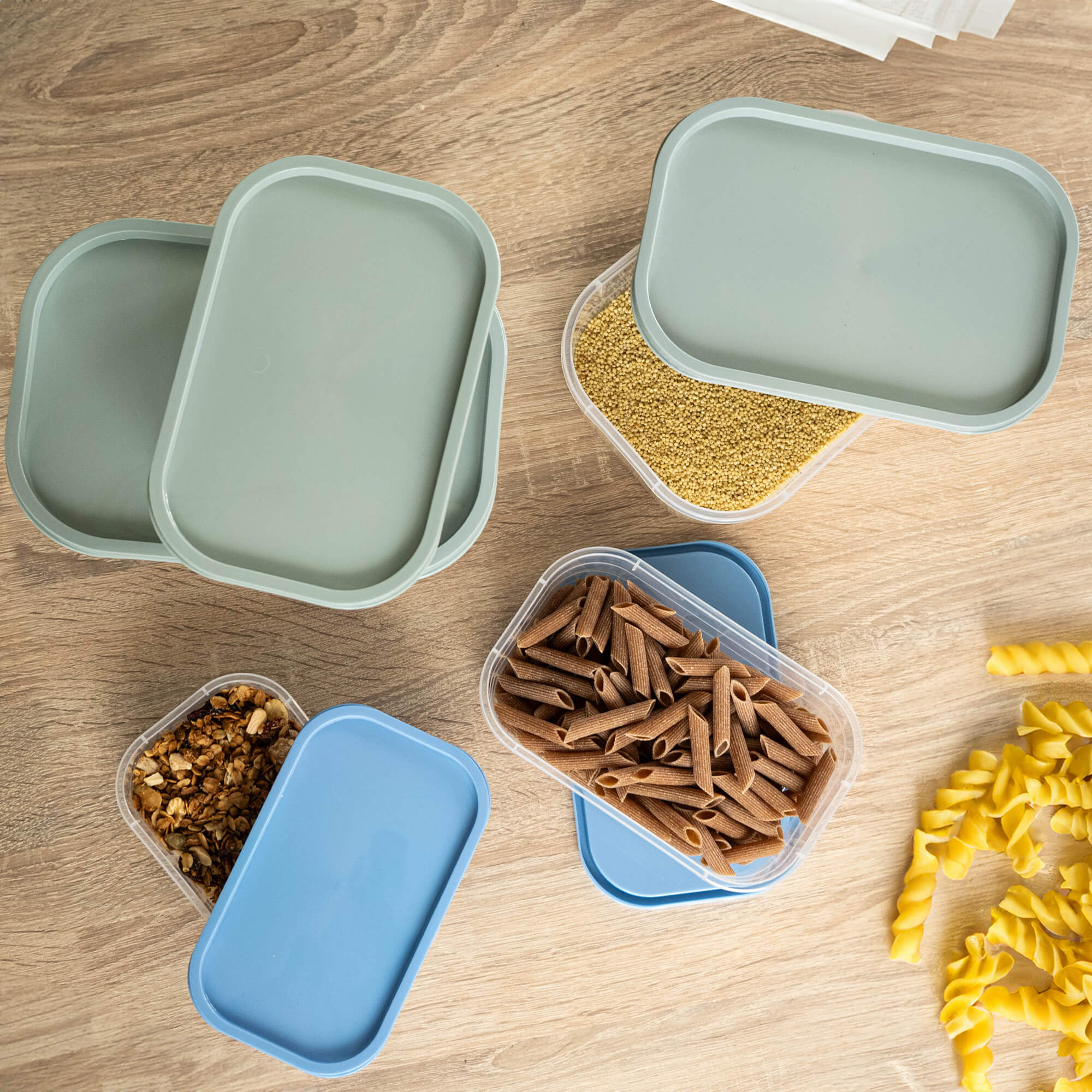 Pojemniki na żywność Reus kwadratowe 5szt, niebieskie