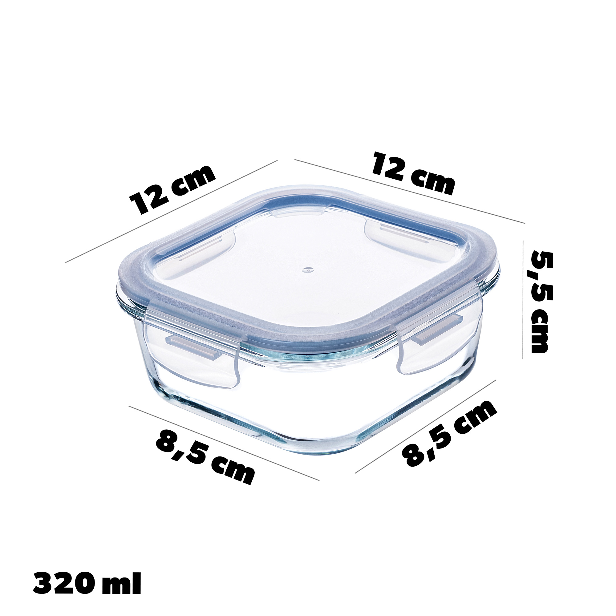 Zestaw kwadratowych pojemników Athie 320ml+520ml+800ml