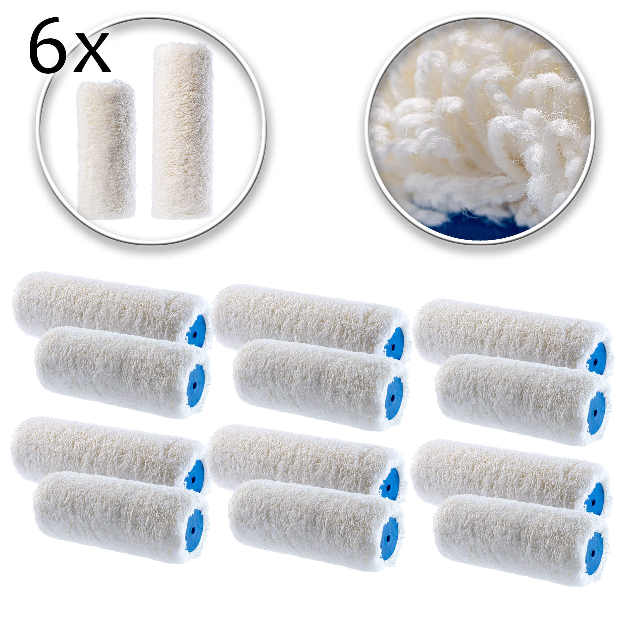 Wałki malarskie Paxson białe 20 + 25 cm x 6 szt.