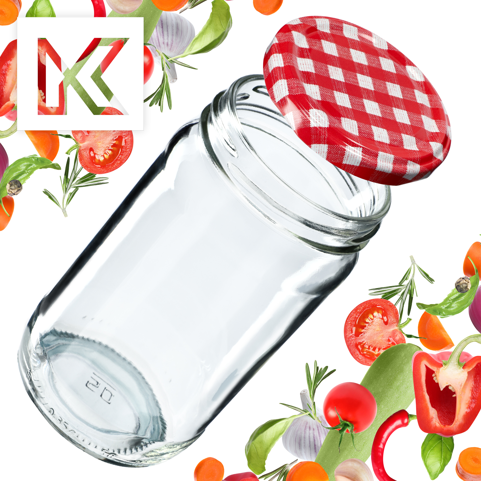Słoiki na przetwory Gera 350ml 100szt 66mm + wieczka "Czerwona krata'