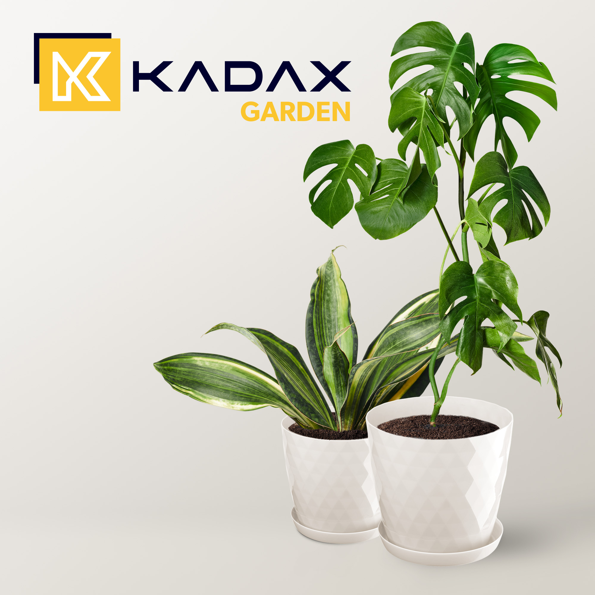 Doniczka na kwiaty z podstawką kremowa Amily 25 cm, 3 szt.