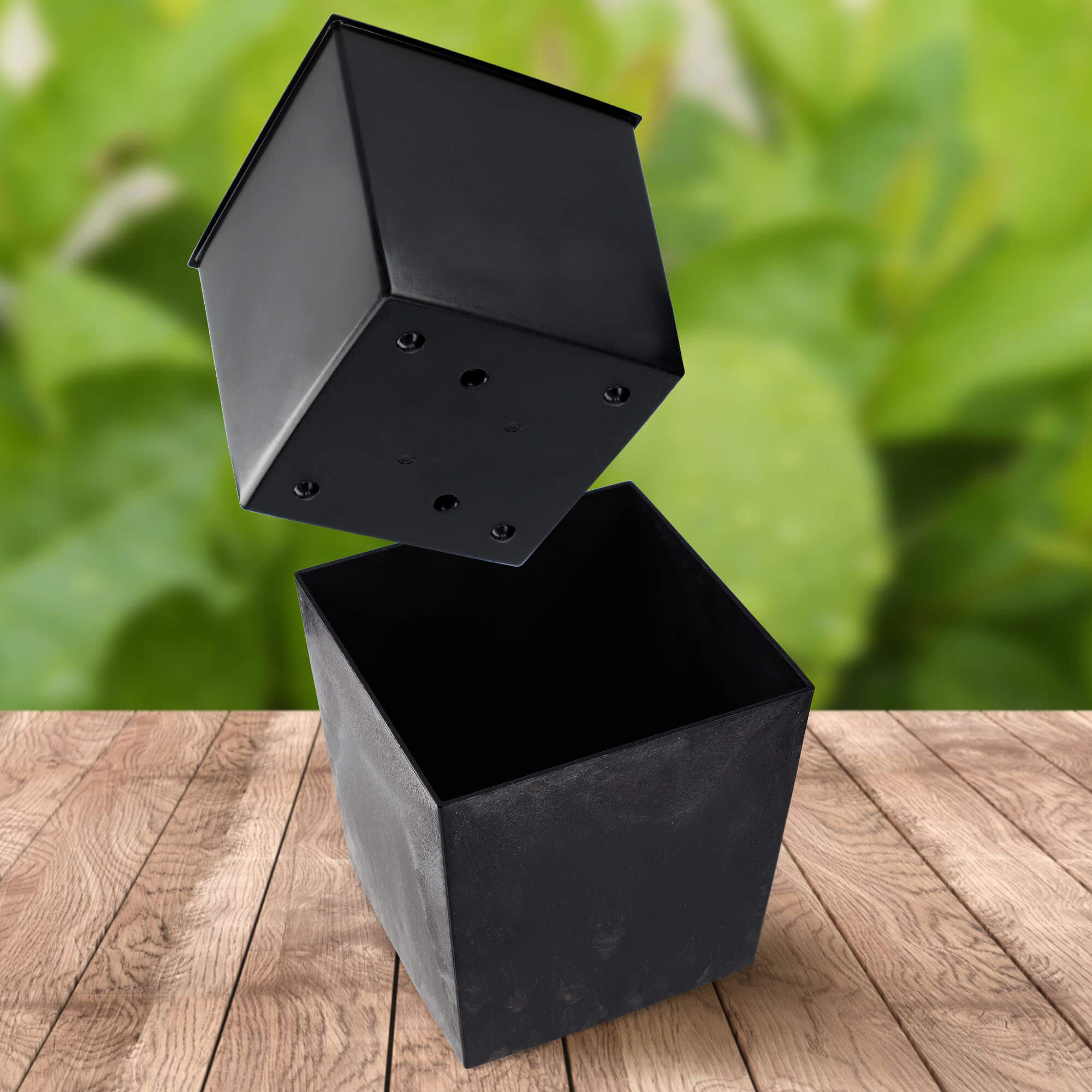 Doniczka z wkładem Tres 30cm czarny beton