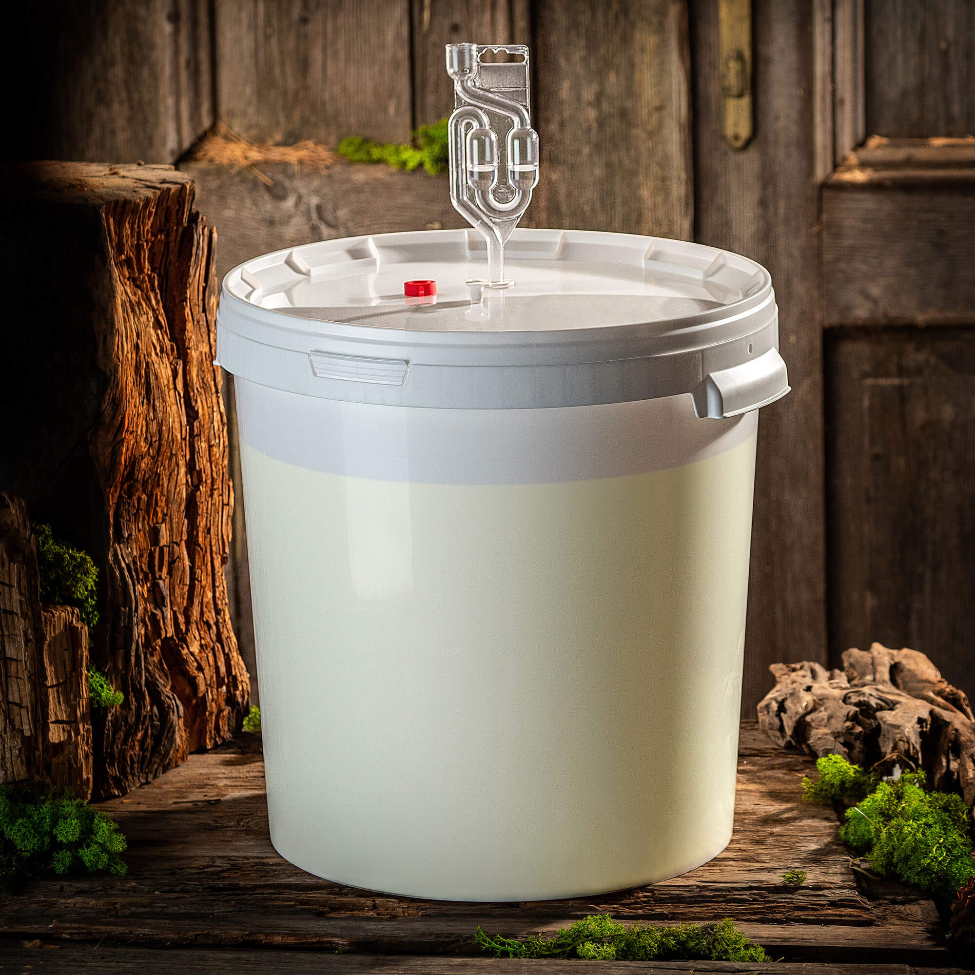 Pojemnik fermentacyjny Acerra z pokrywą 33L biały + korek + rurka fermentacyjna