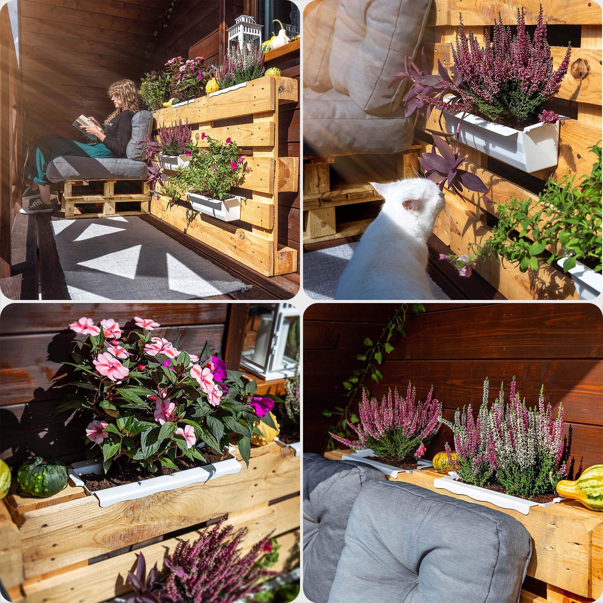 Doniczka do europalet Veere 40.5 cm biała 10 szt.