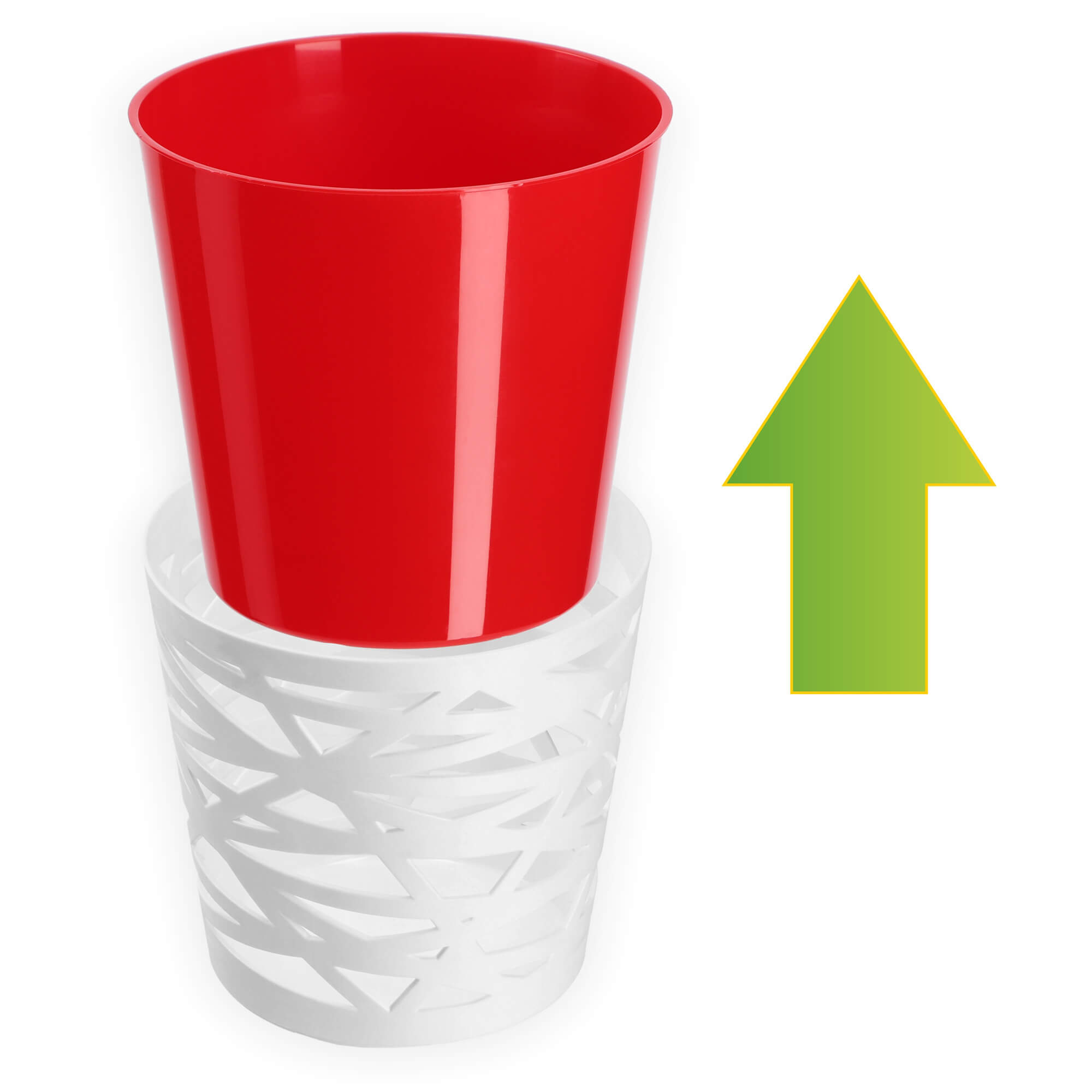 Doniczka z wkładem Rusio 15 cm, czerwona