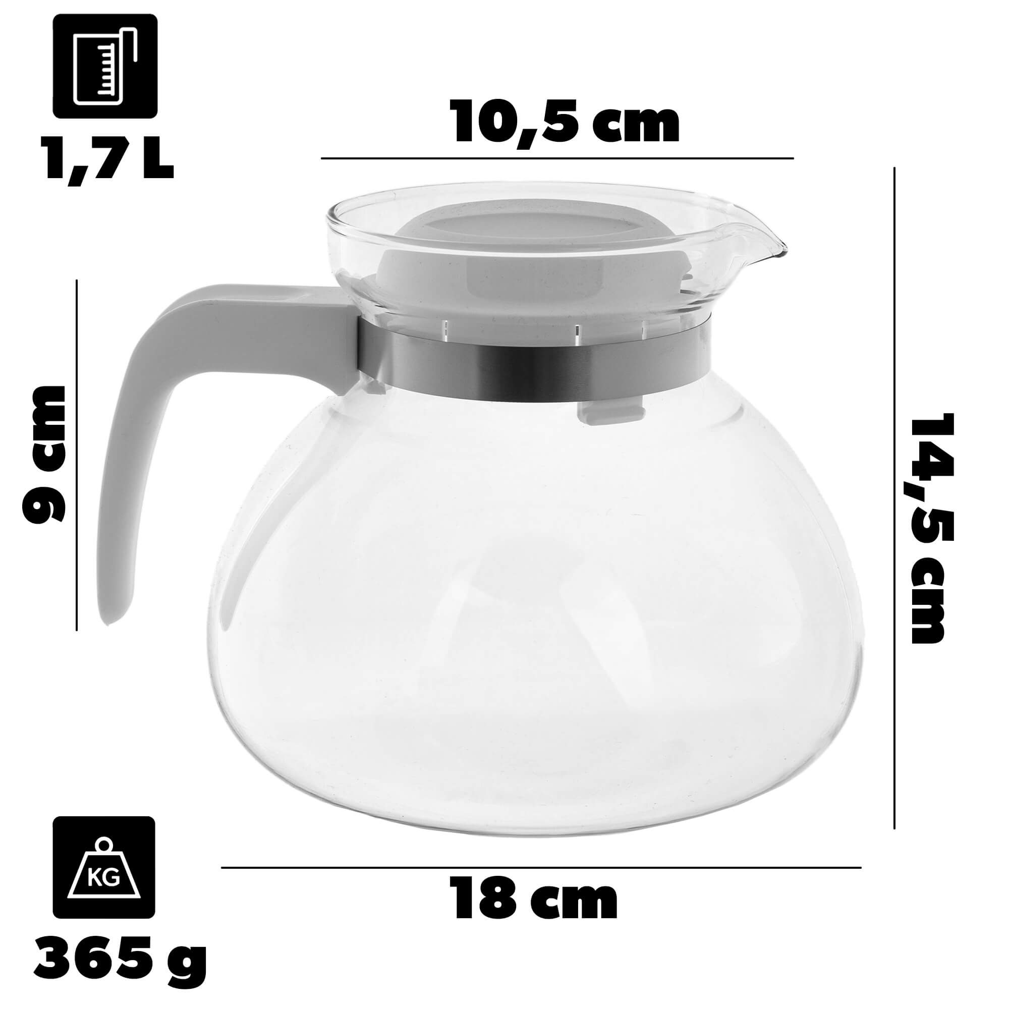 Dzbanek żaroodporny Flond, 1,7L, biały