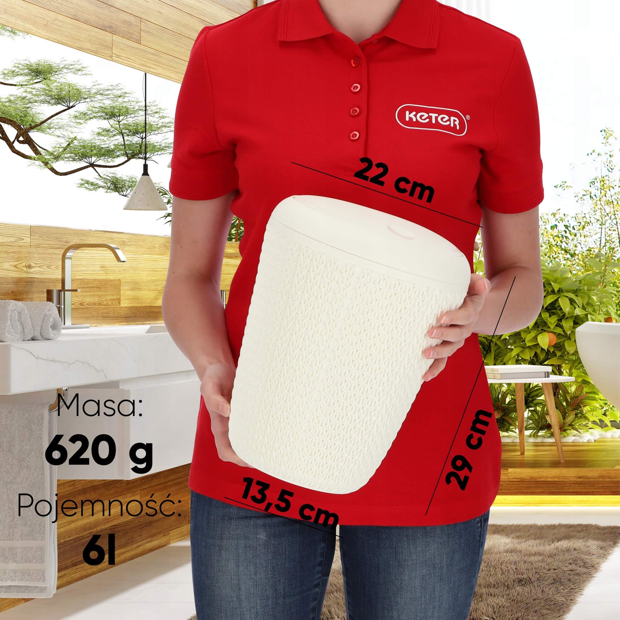 Kosz na śmieci Curver Knit 6L, kremowy