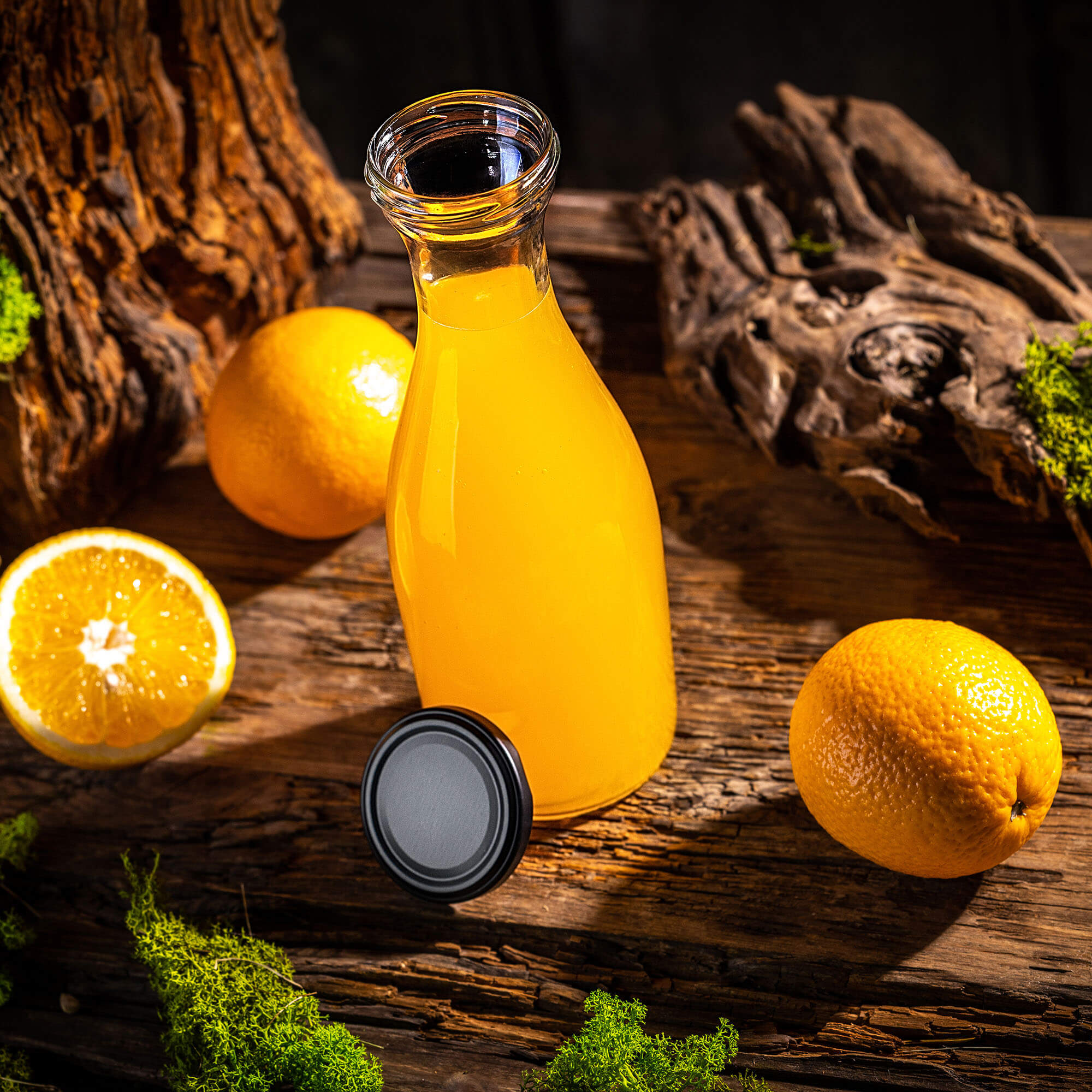 Szklana butelka karafka Valli 1L z czarną matową zakrętką 2 szt.