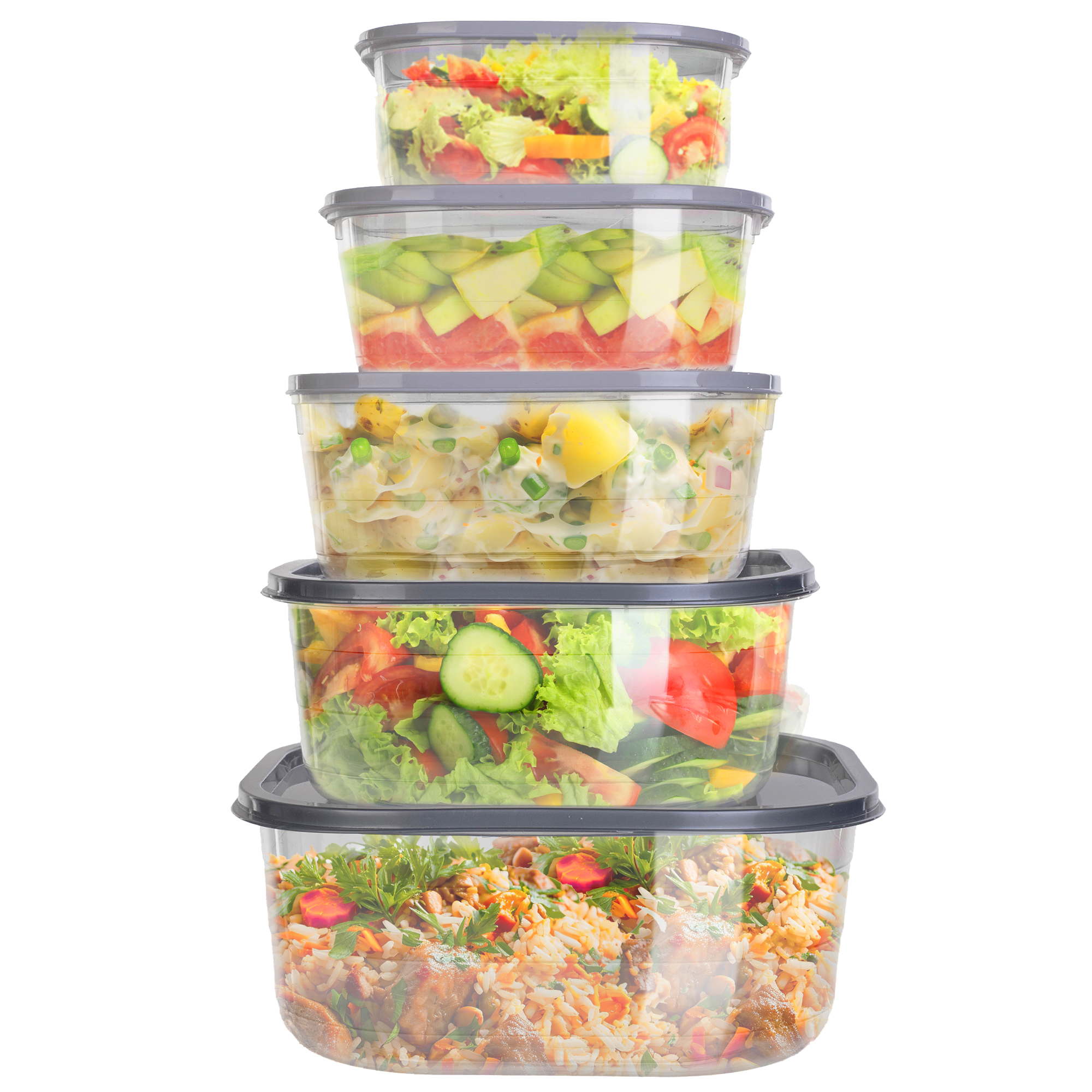 Pojemniki na żywność Reus kwadratowe 5szt, czarne