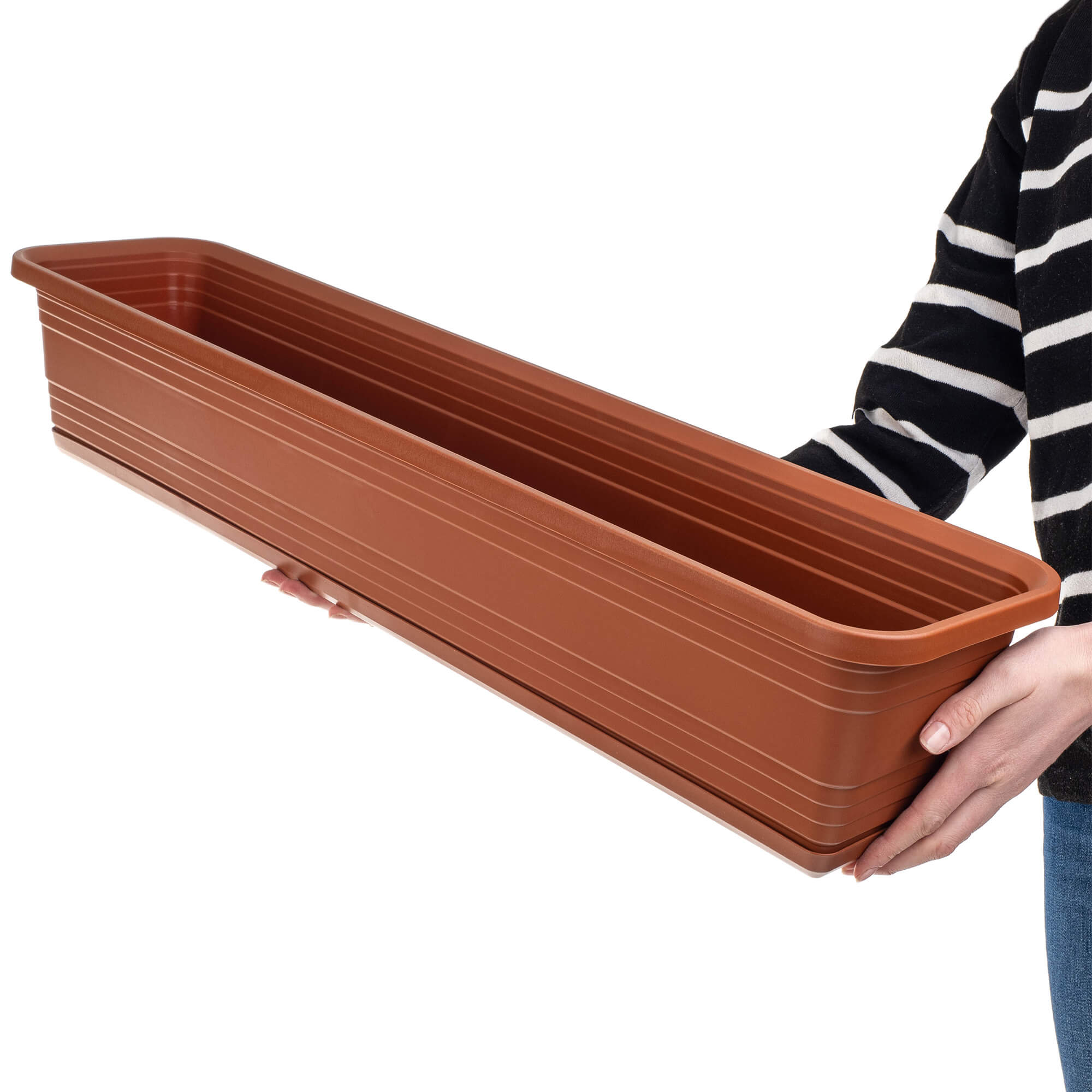 Skrzynka balkonowa z podstawką Paulin 80cm terrakota