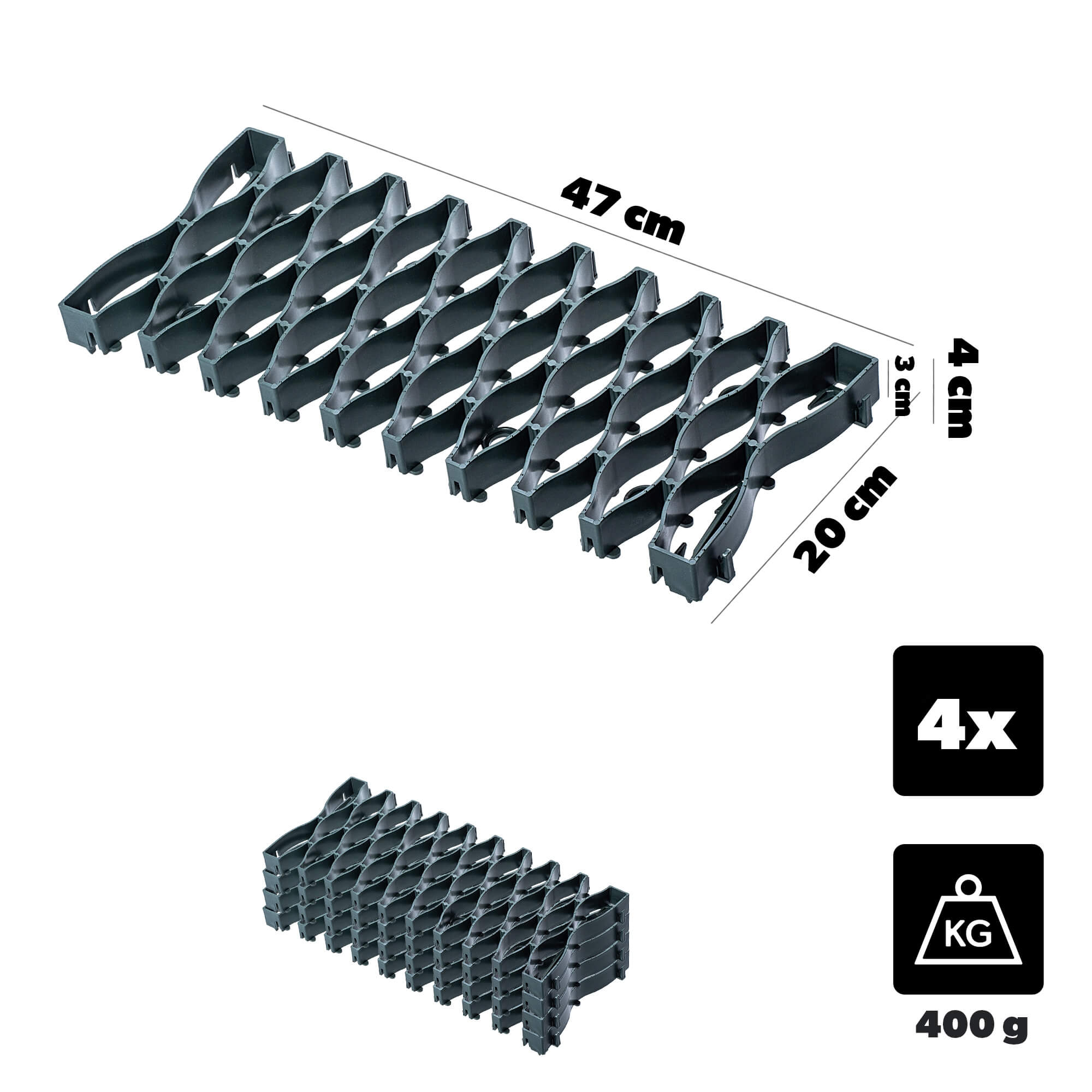 Kratka trawnikowa Montaron pod roboty koszące 47 x 20 cm zielona 4 szt.
