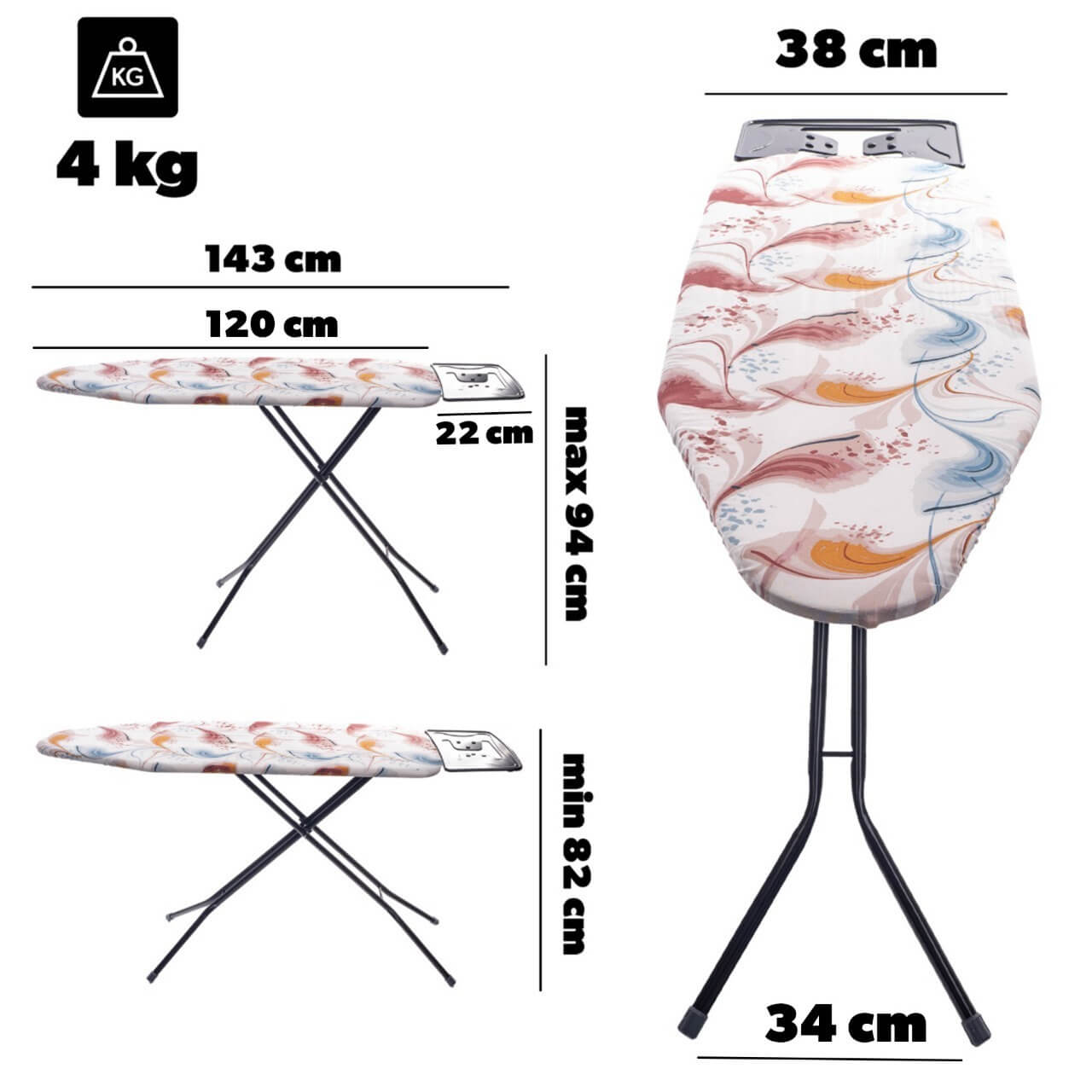 Deska do prasowania Veynes 120 x 38 cm piórka