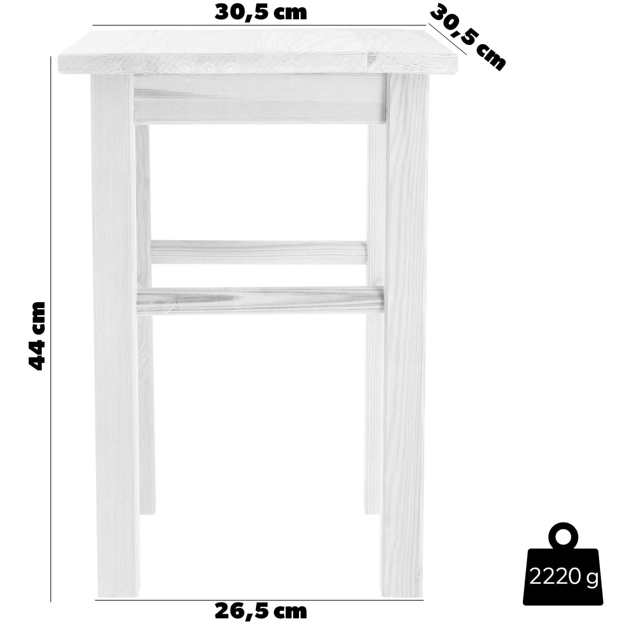 Taboret drewniany Rena 44x30 cm kwadratowy biały