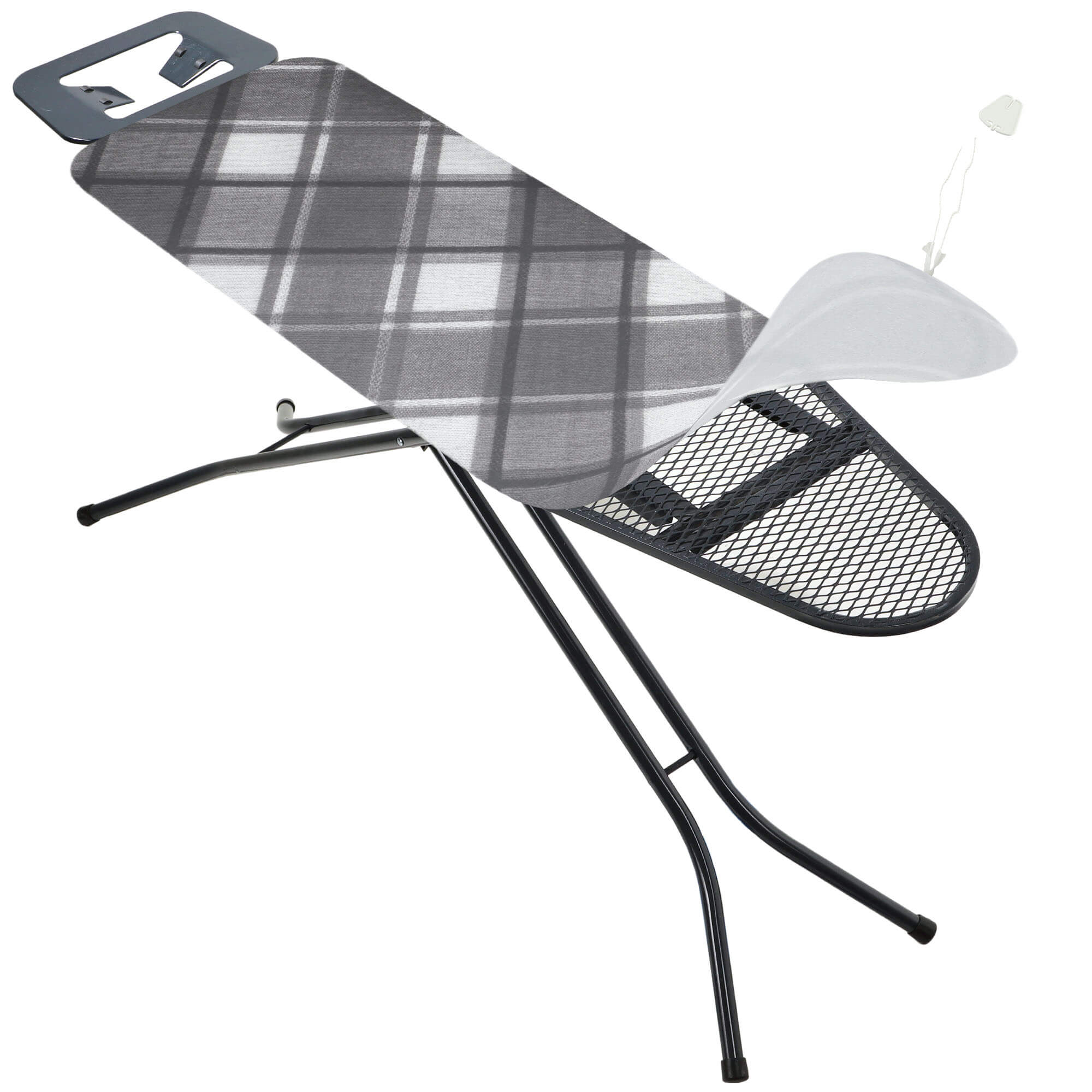 Pokrowiec na deskę do prasowania Cano 138x48cm naciągany podkład szara krata