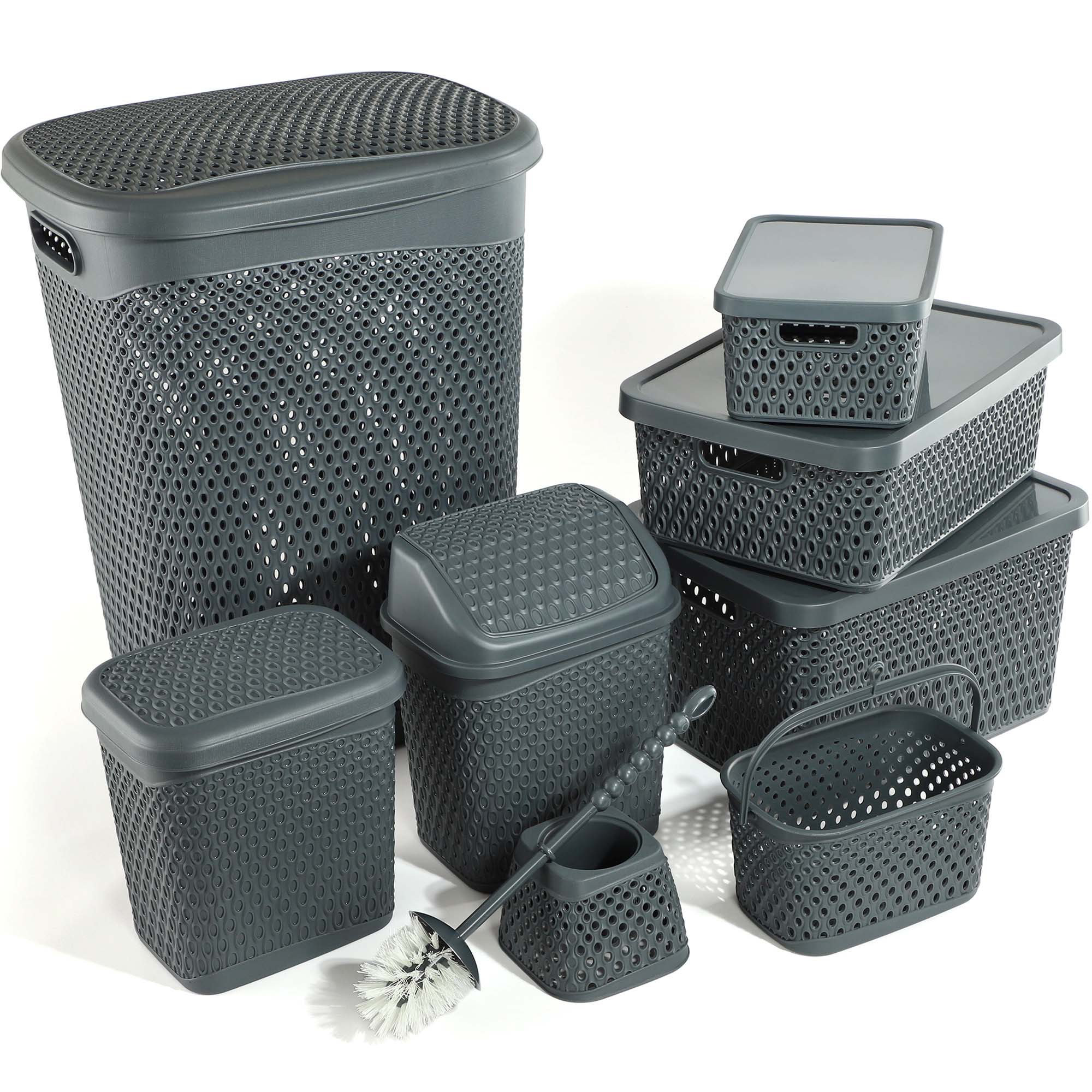 Koszyk z pokrywą do przechowywania Pau 4,5L szary