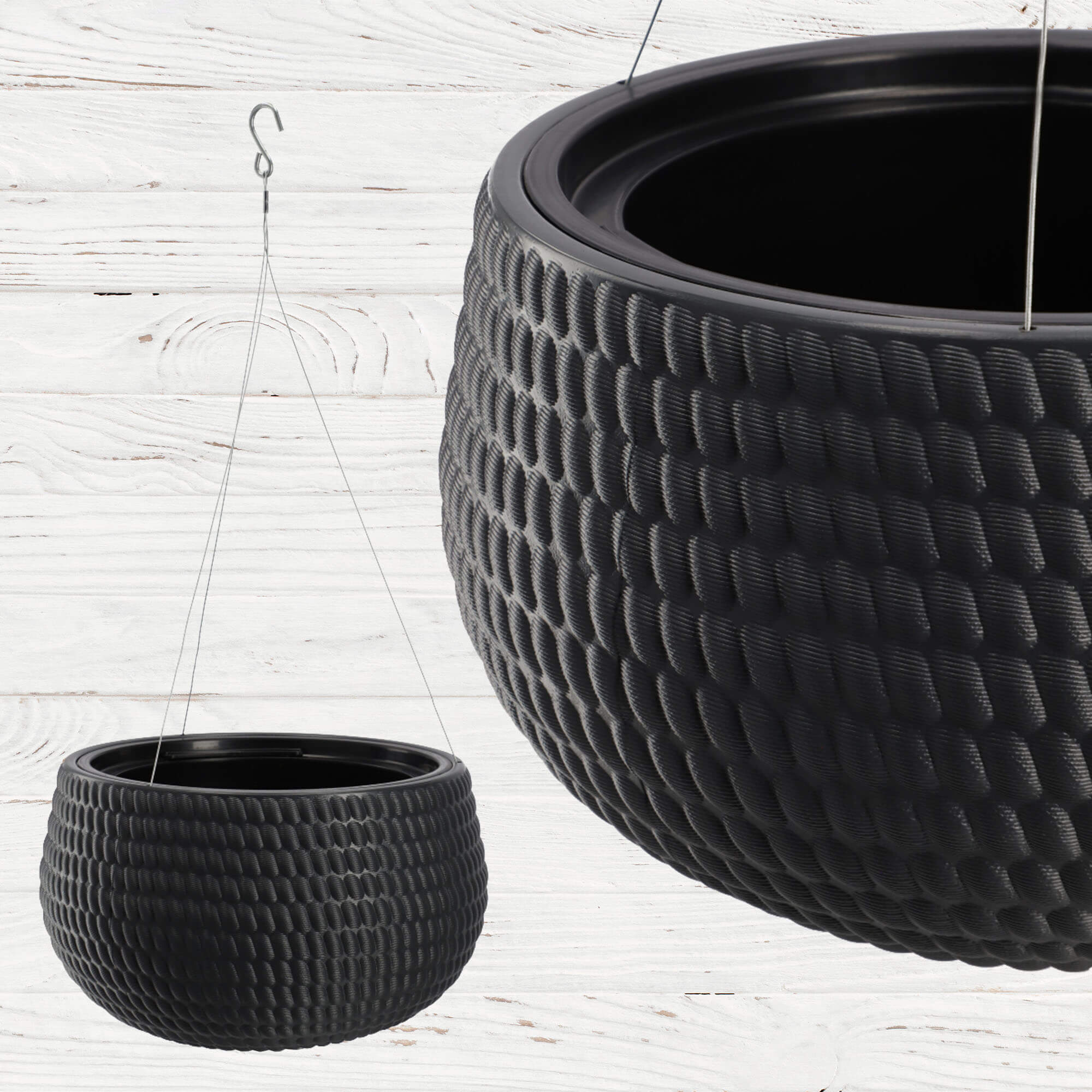 Doniczka kula wisząca z wkładem Serro 29 cm, antracyt