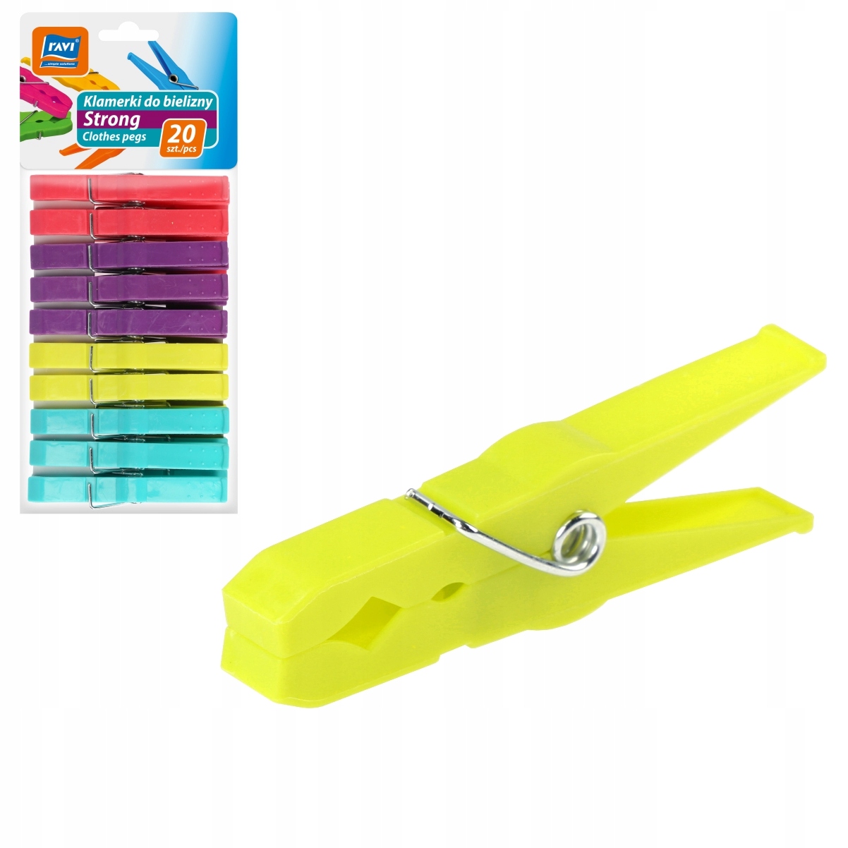 Plastikowe klamerki do bielizny Ravi Strong, 4 kolory, 20 szt.