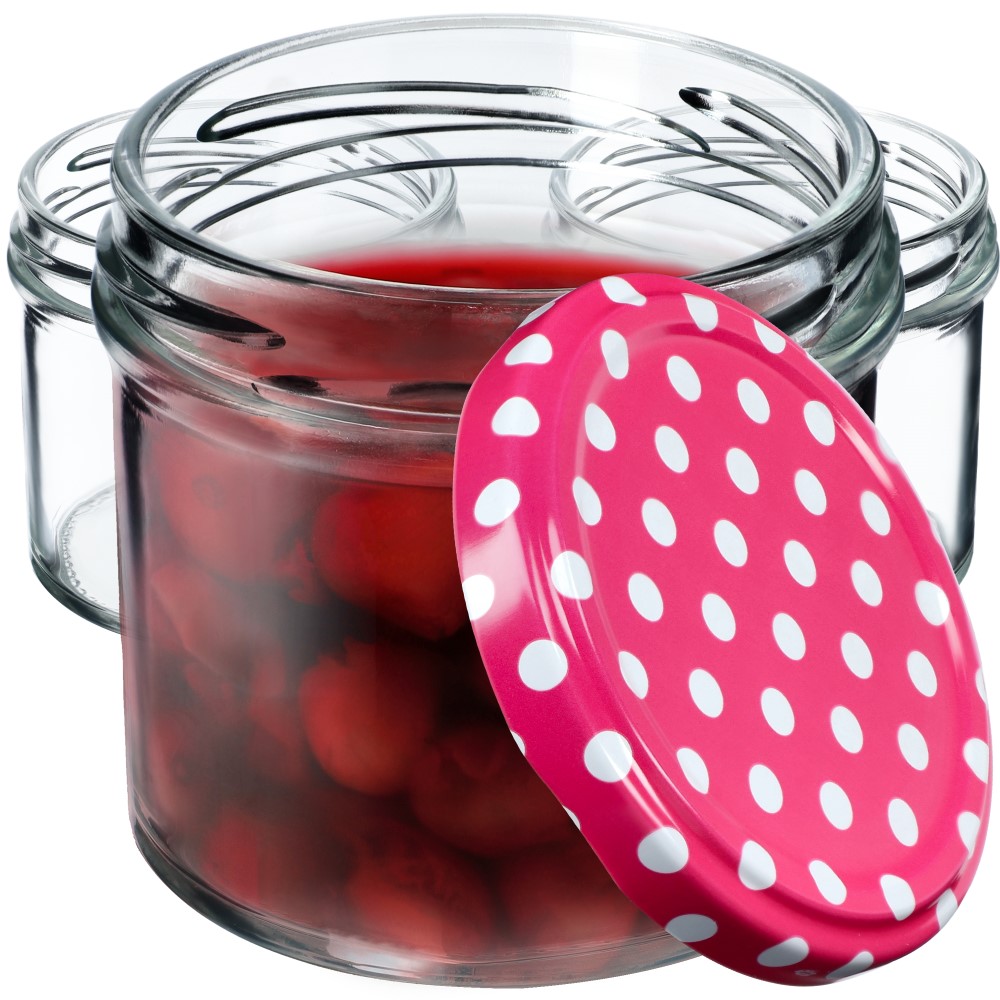 Słoiki Vigo 140ml 50szt 66mm + wieczko "Różowy groszek"