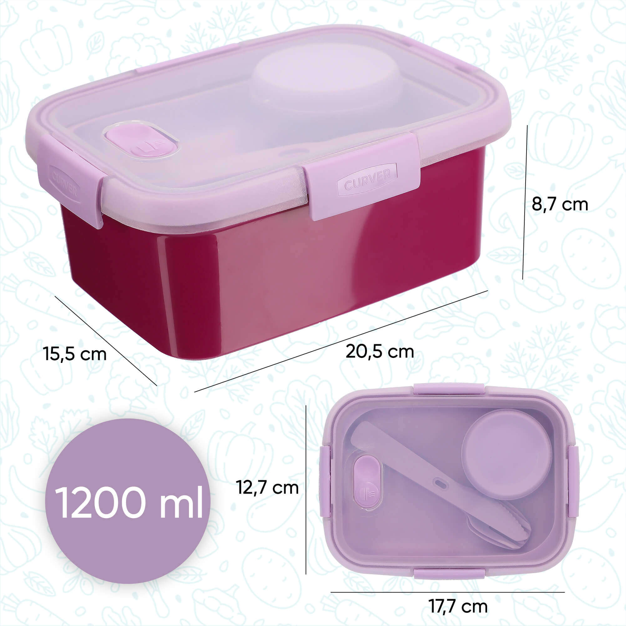 Pojemnik 1,2L Curver Go To Lunch, fioletowy