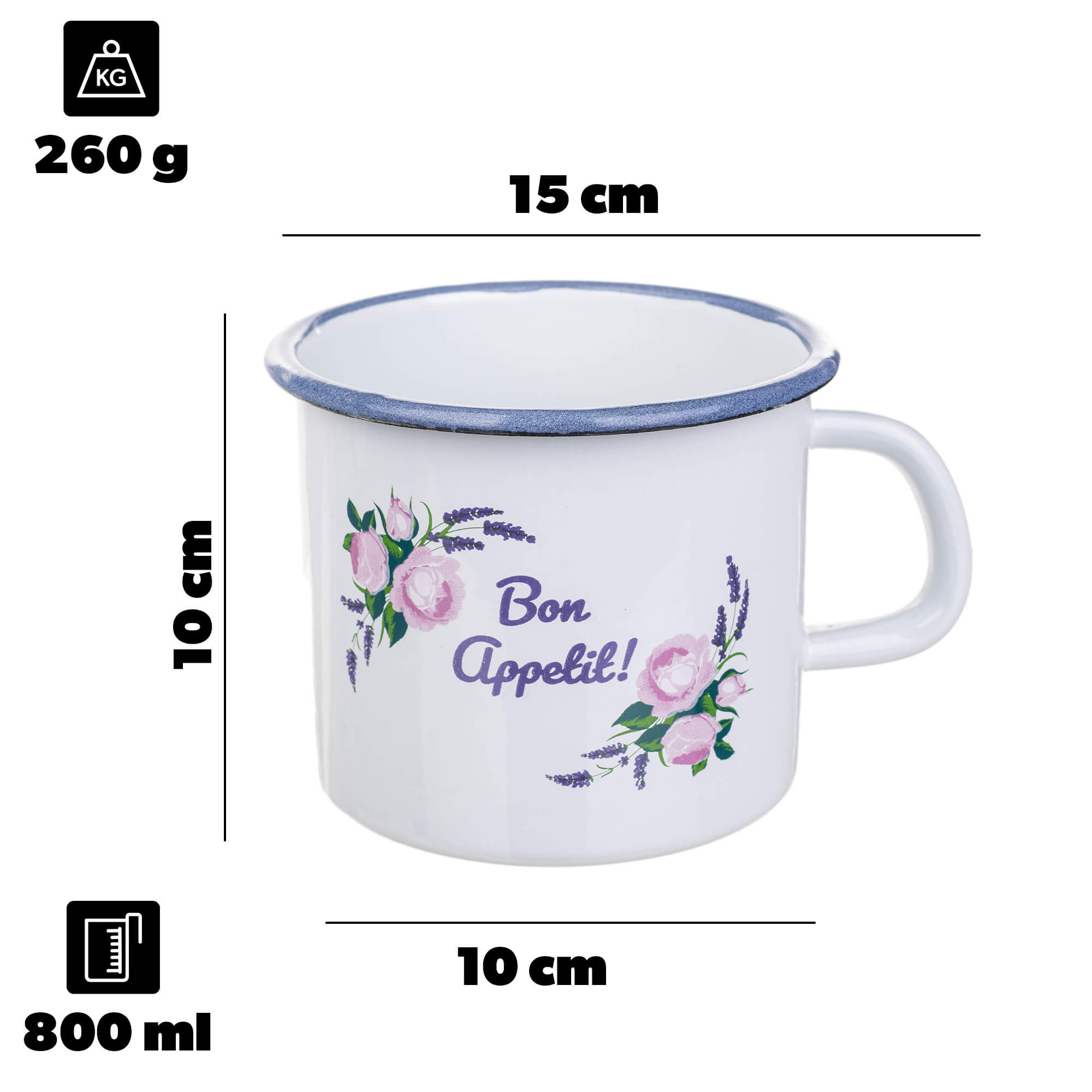 Kubek emaliowany Scerni 800 ml biały