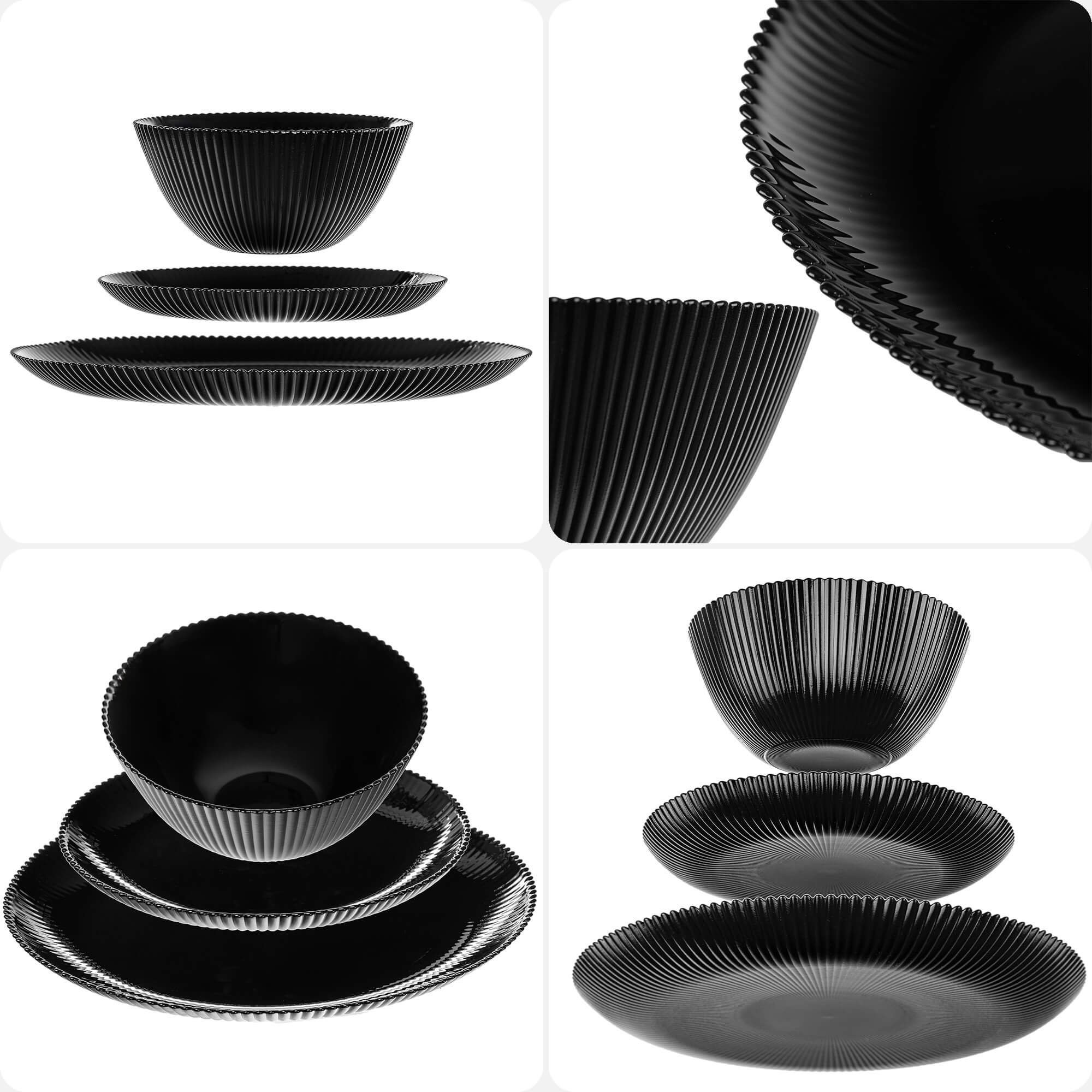 Zestaw obiadowy Regno czarny 4 komplety