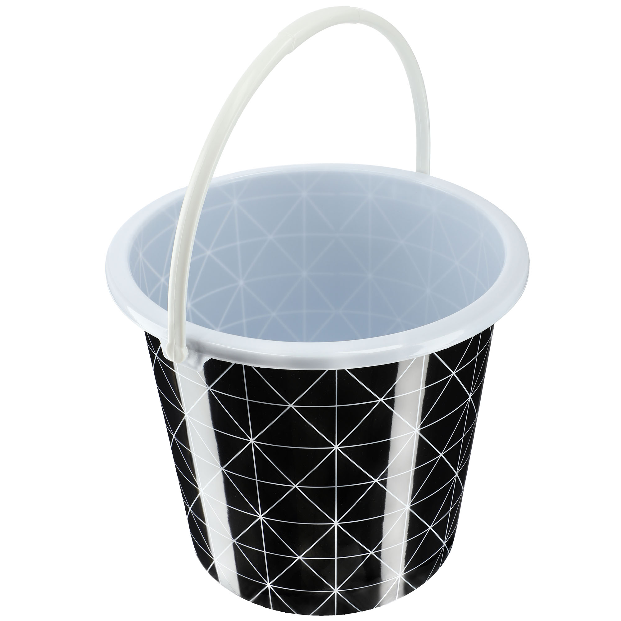 Wiadro plastikowe Ars 5L czarne w trójkąty
