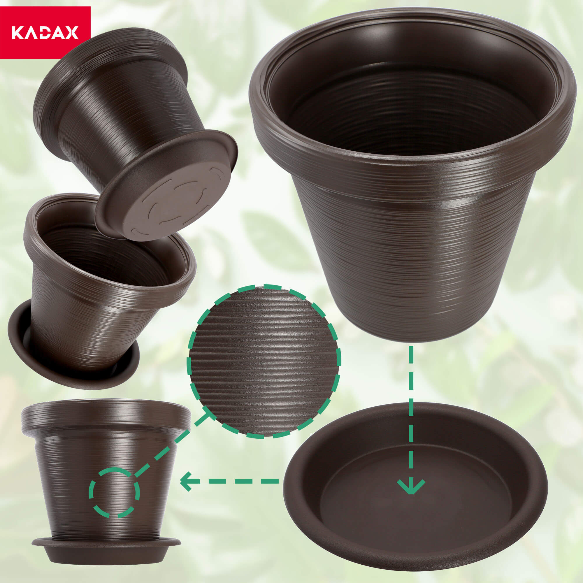 Donica z podstawką Cieza 39 cm, mokka