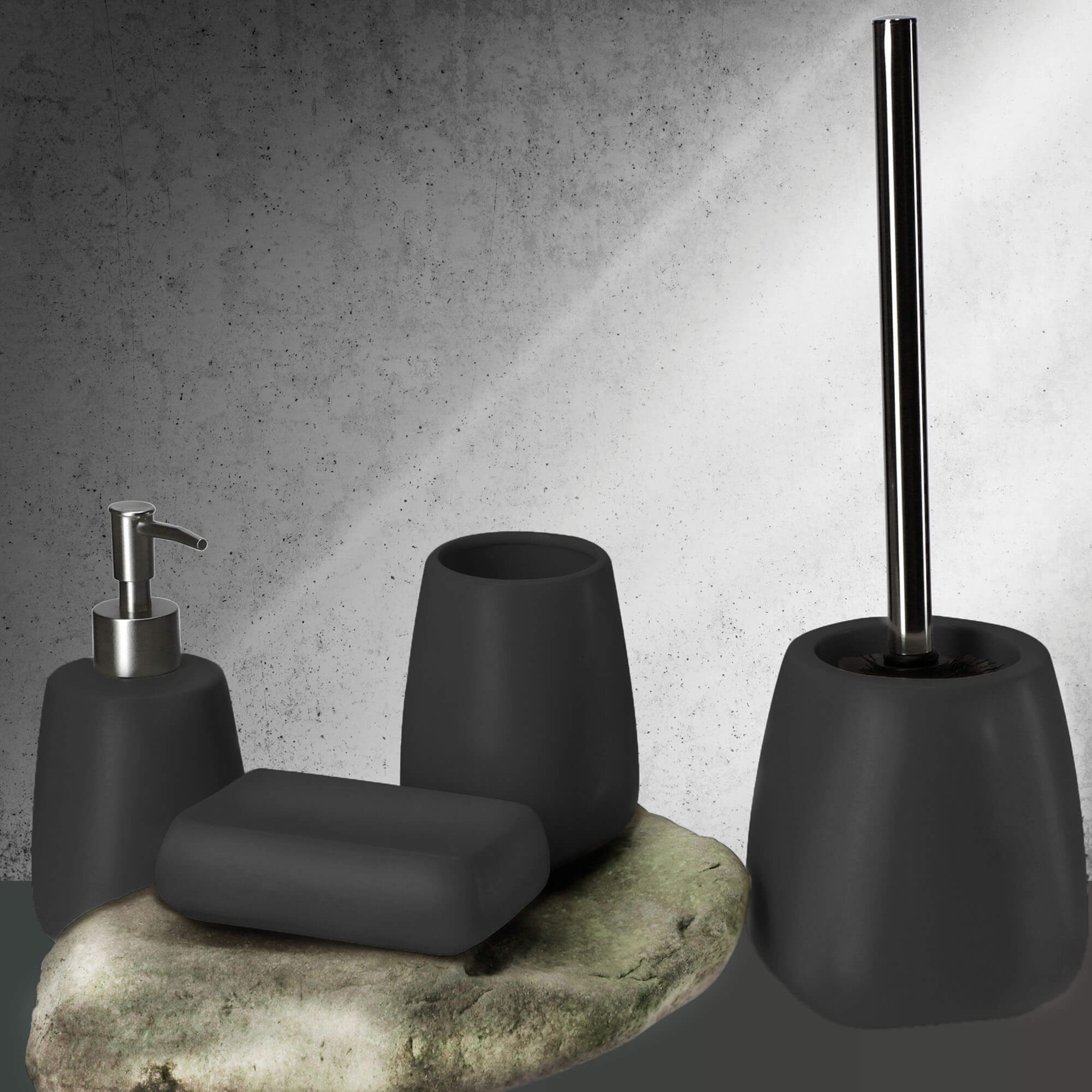 Zestaw dozownik na mydło + kubek łazienkowy, czarny