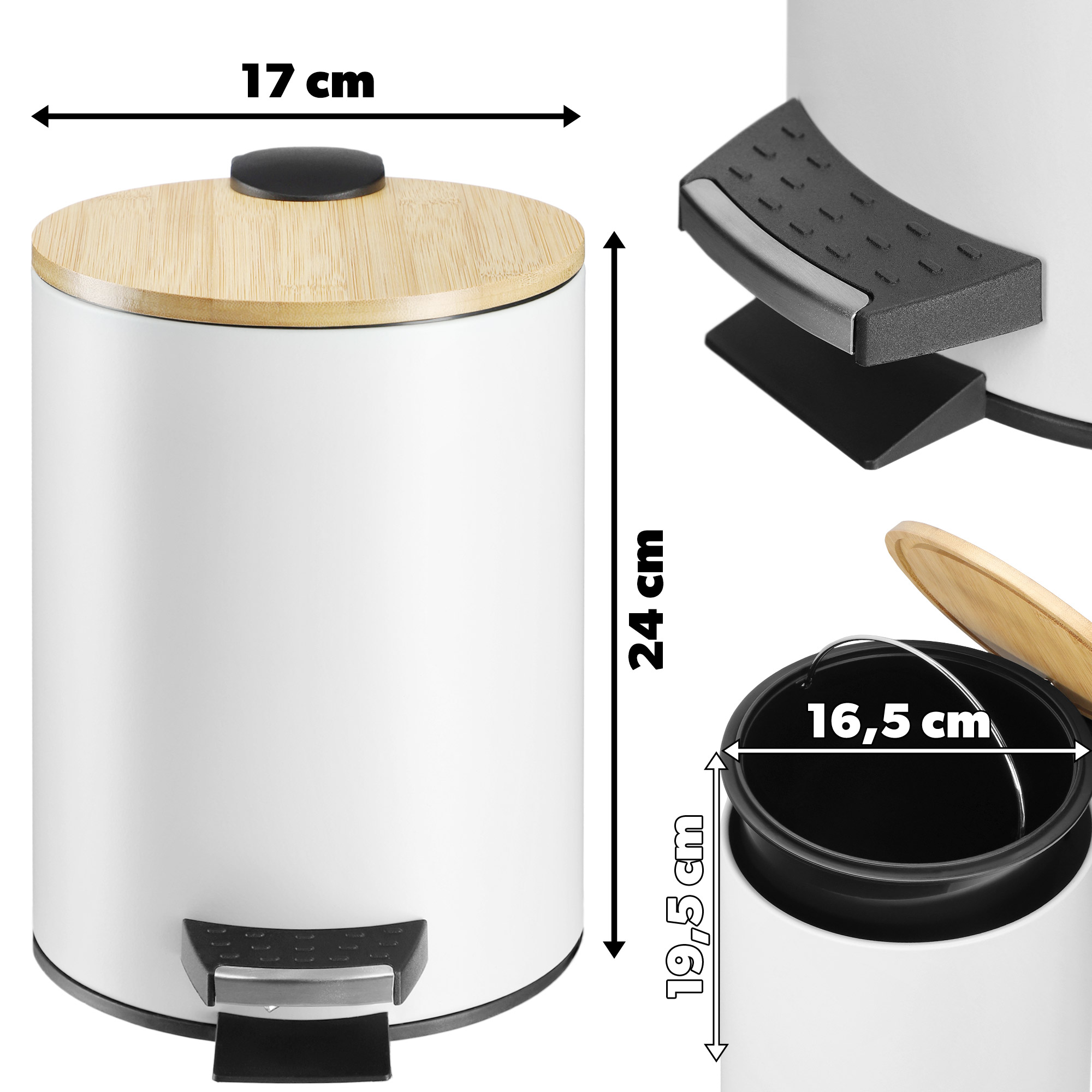Kosz łazienkowy Linter biały, 3L