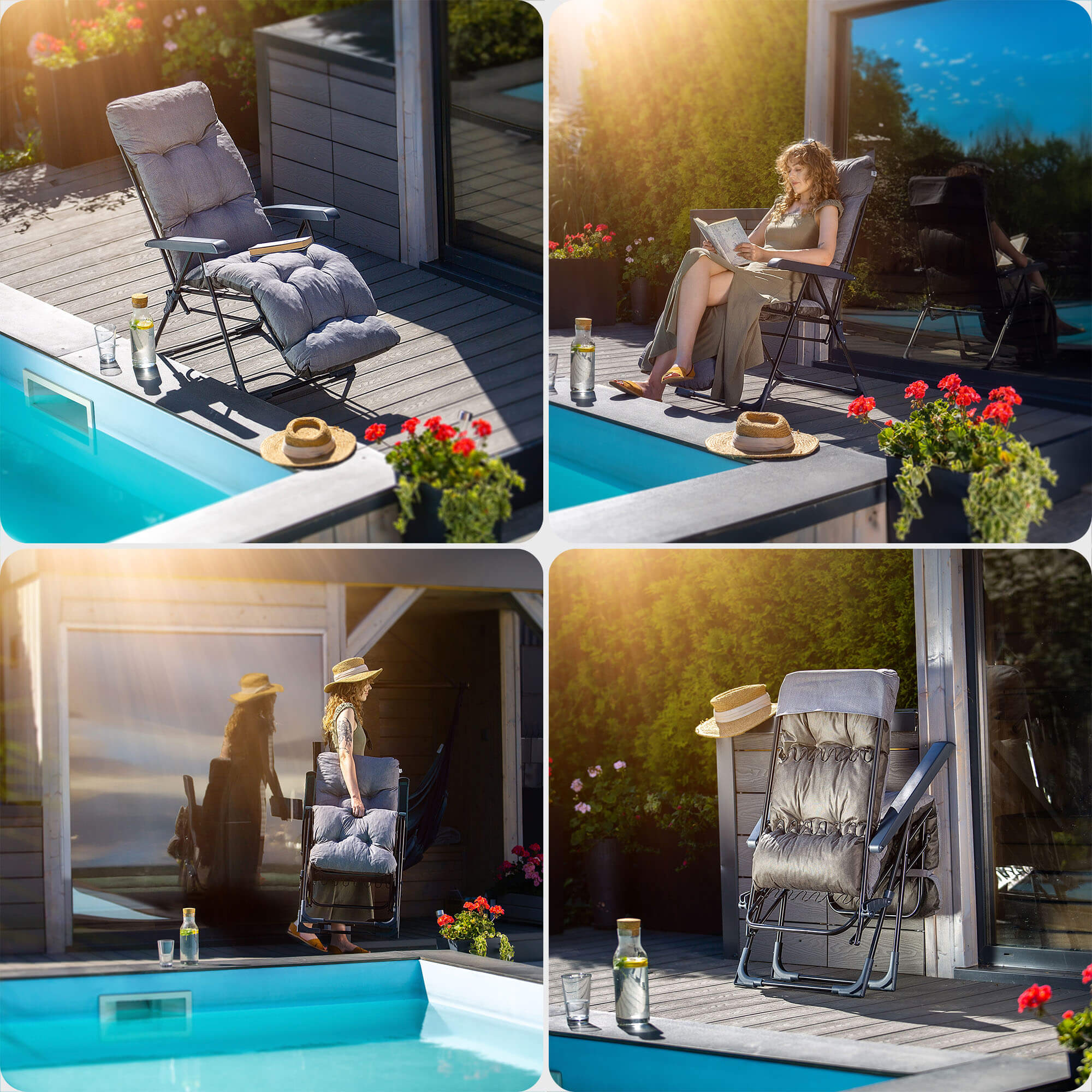 Leżak ogrodowy Soller Plus 150 x 68 cm szary