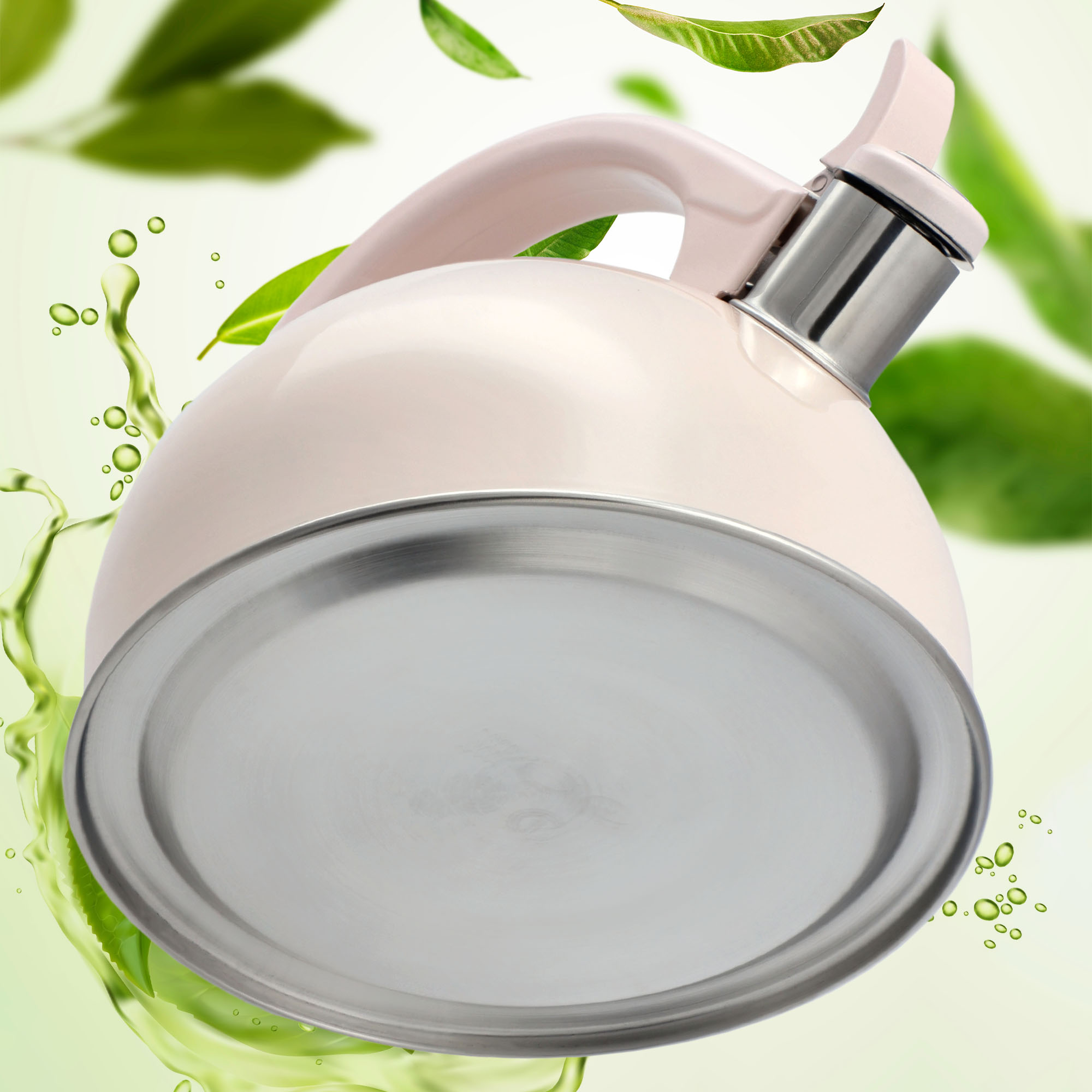 Czajnik nierdzewny Vasto z gwizdkiem 1.7L, różowy
