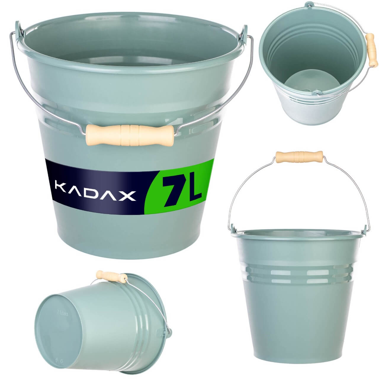 Wiadro z metalową rączką Theix zielone