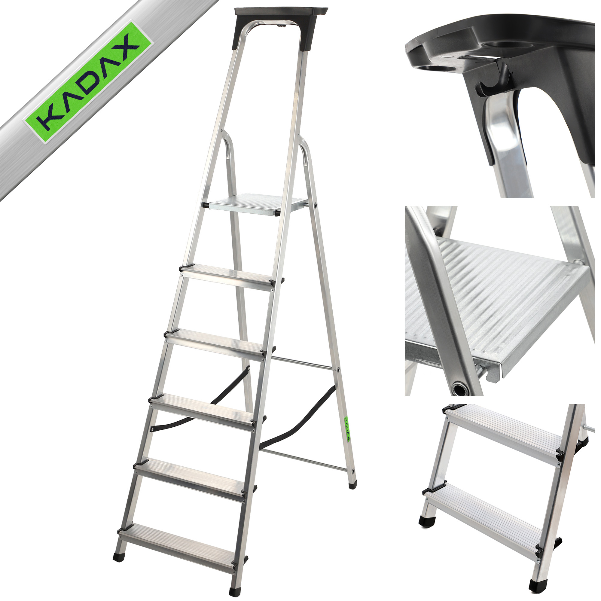 Drabina aluminiowa Vulvik, 6 stopni, 125 kg