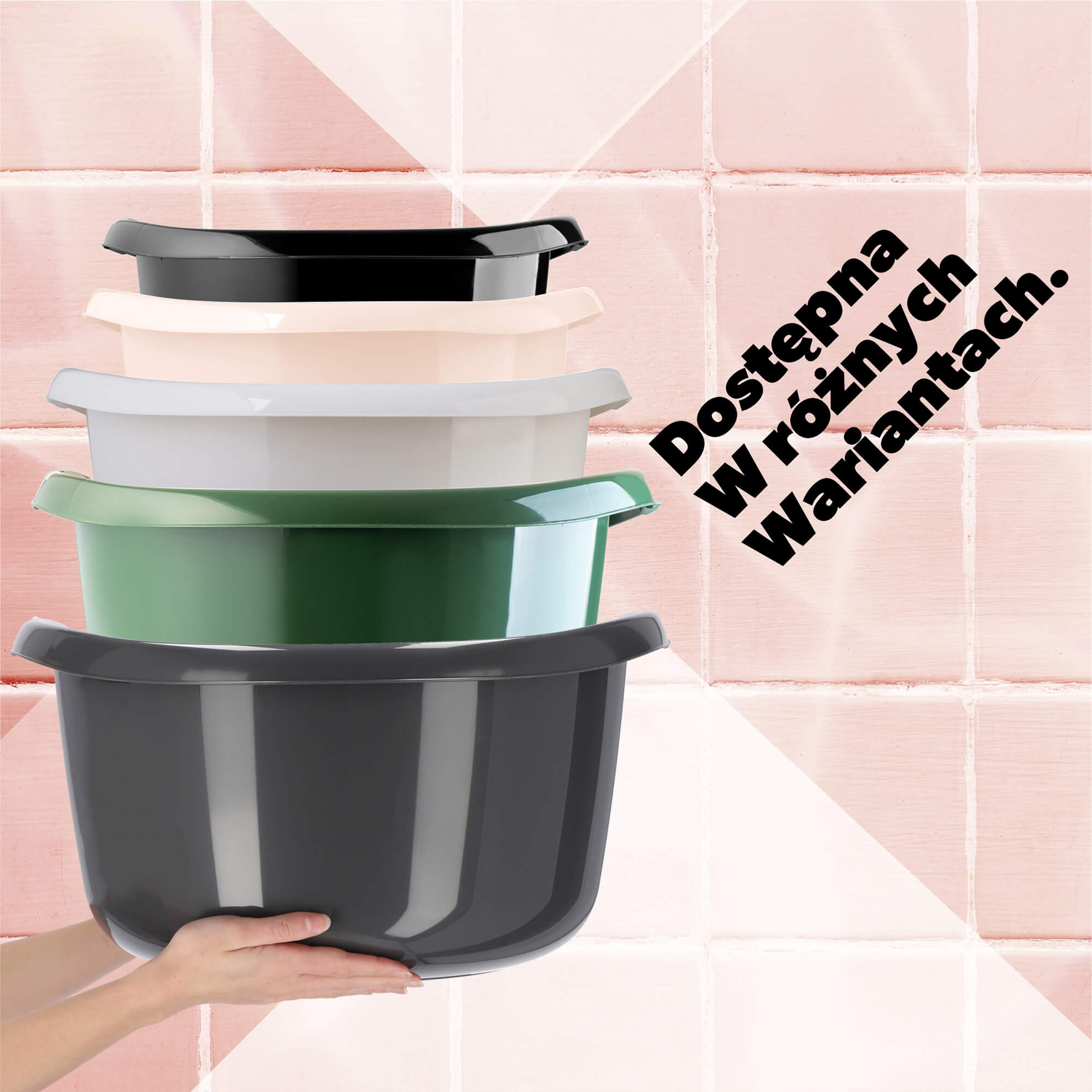 Miednica plastikowa z uchwytami 25L, czarna