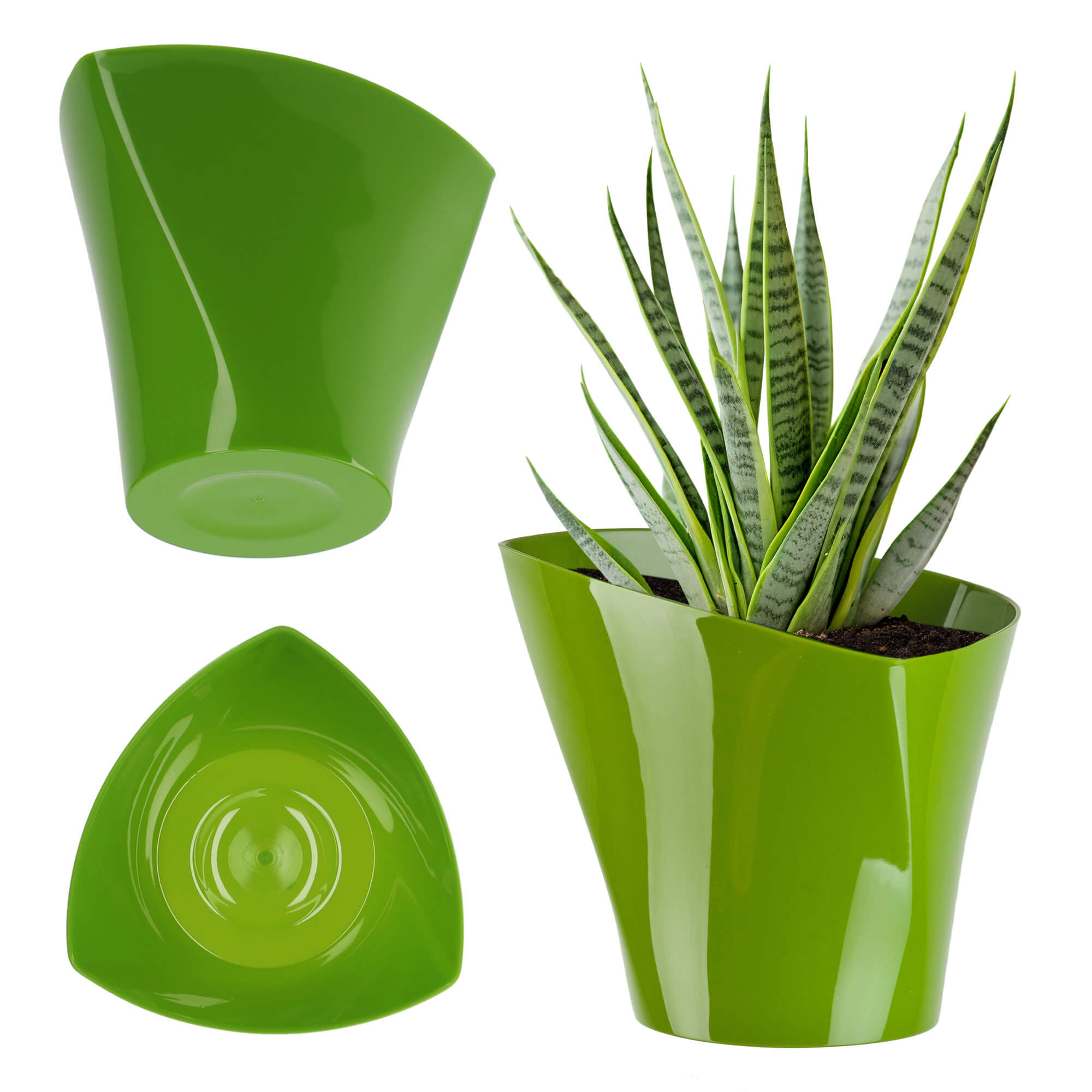 Doniczka asymetryczna 22 cm, zielona