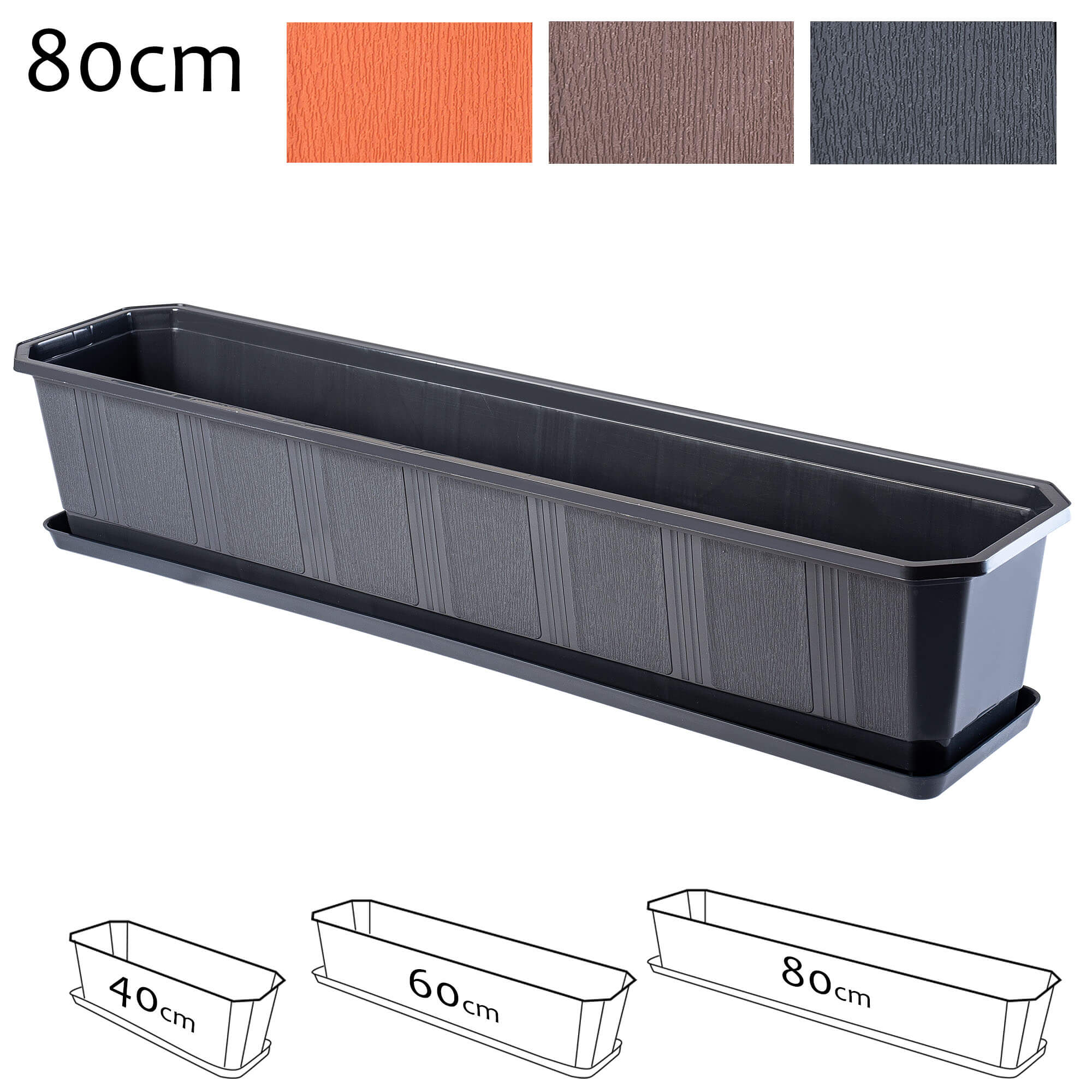 Doniczka balkonowa na kwiaty Trani 80 cm, grafit